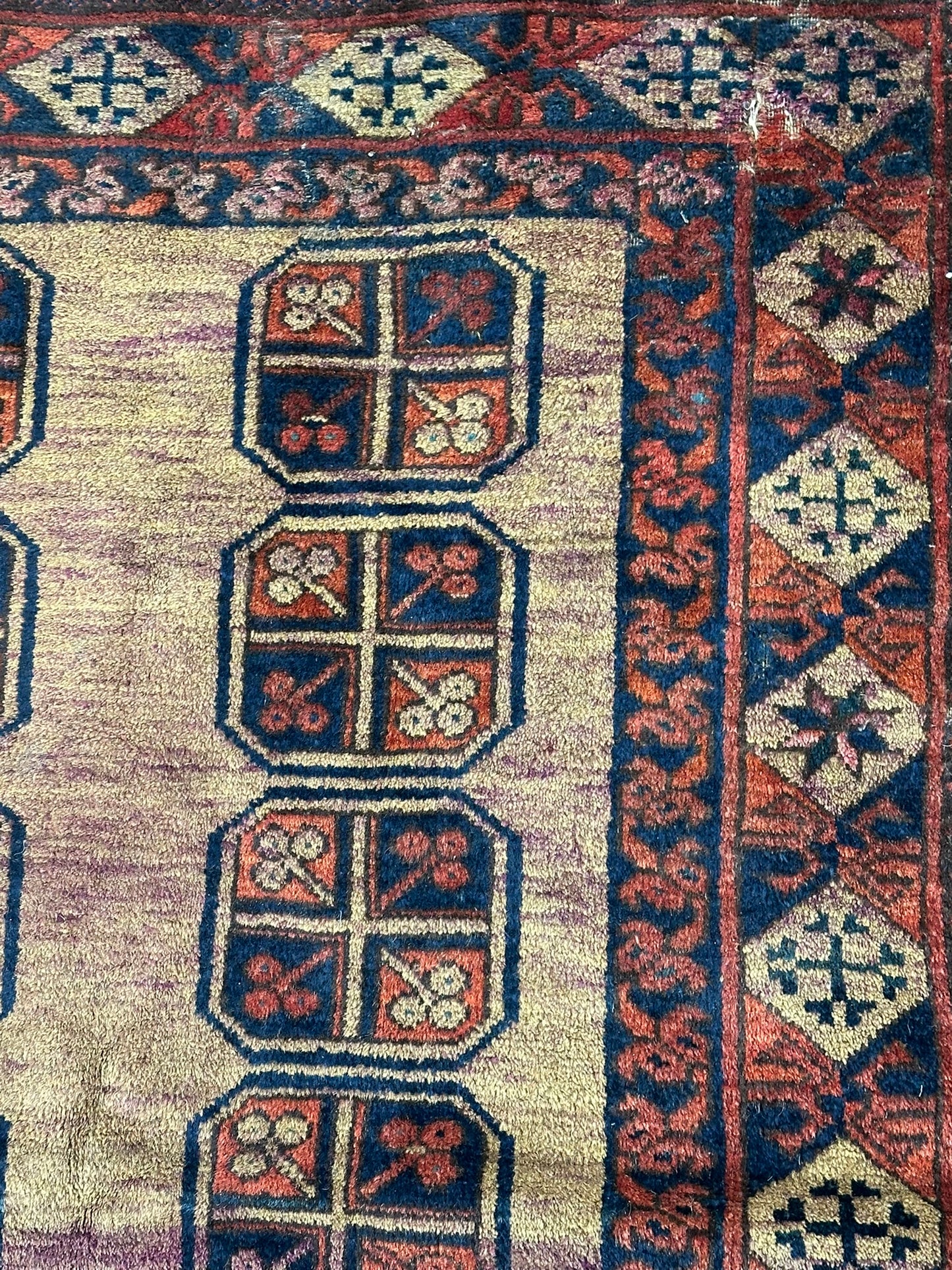   Antik Orientteppich handgeknüpft Afghan Ersari  Wolle 135x97 cm