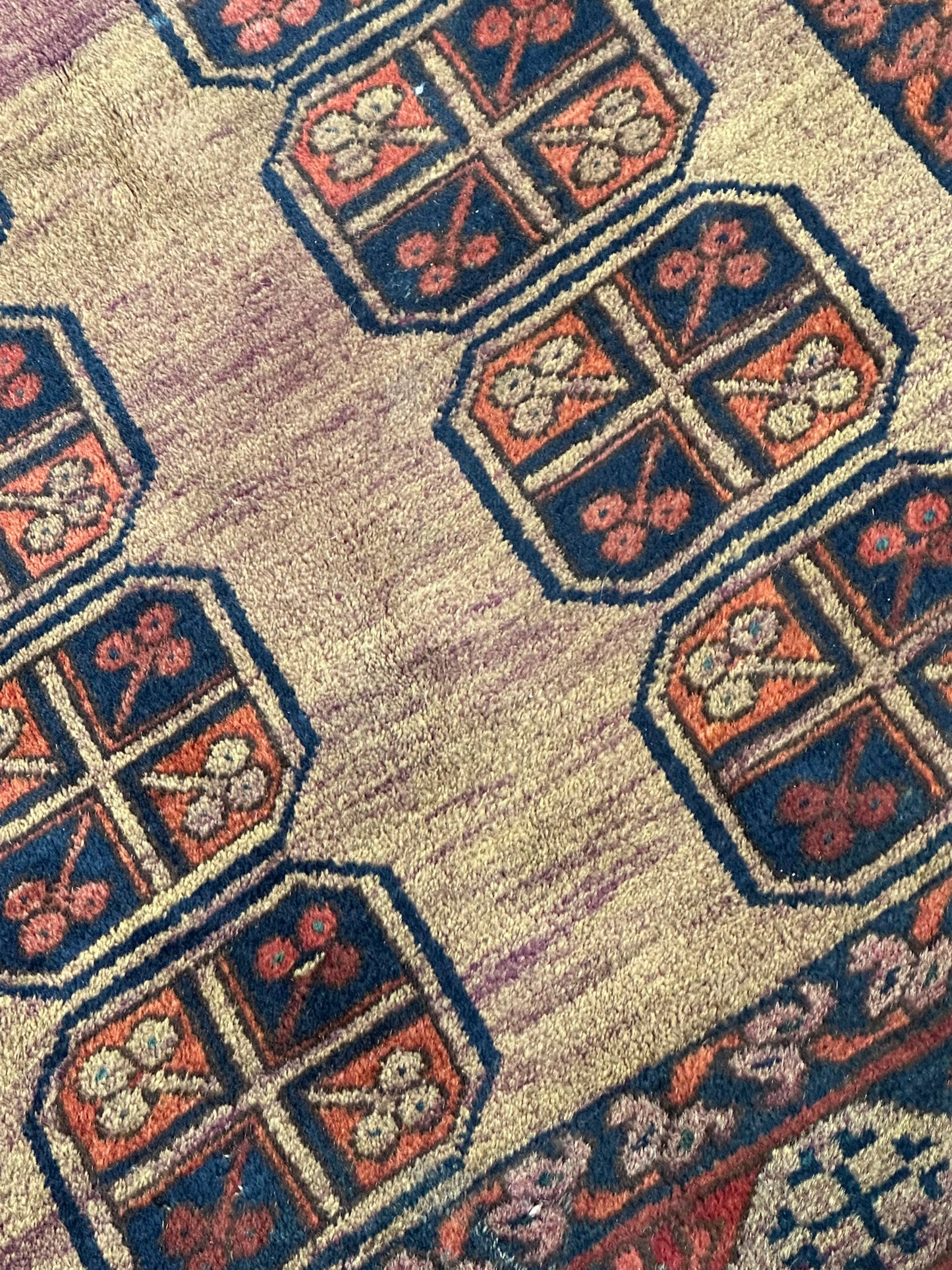   Antik Orientteppich handgeknüpft Afghan Ersari  Wolle 135x97 cm