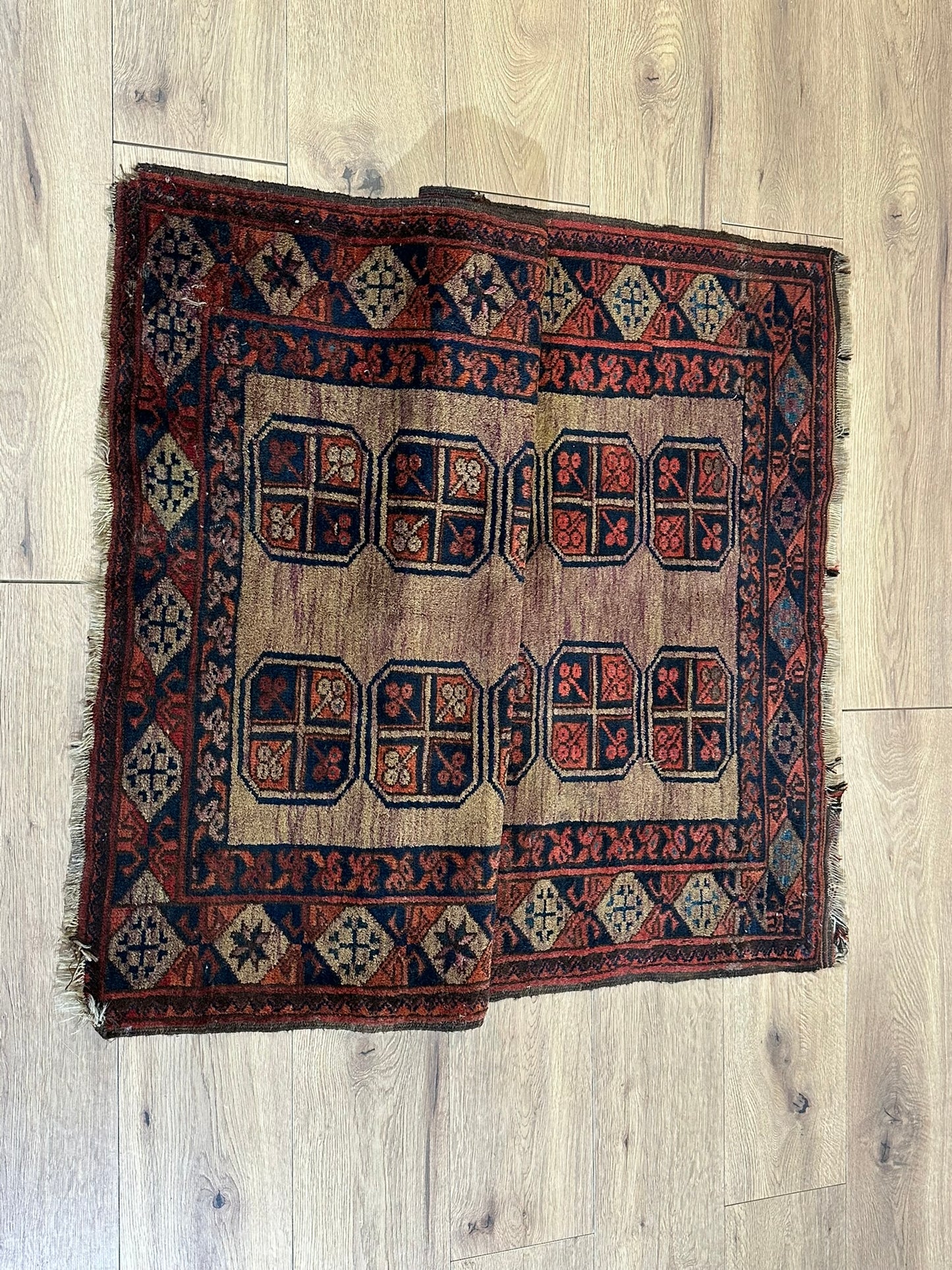   Antik Orientteppich handgeknüpft Afghan Ersari  Wolle 135x97 cm