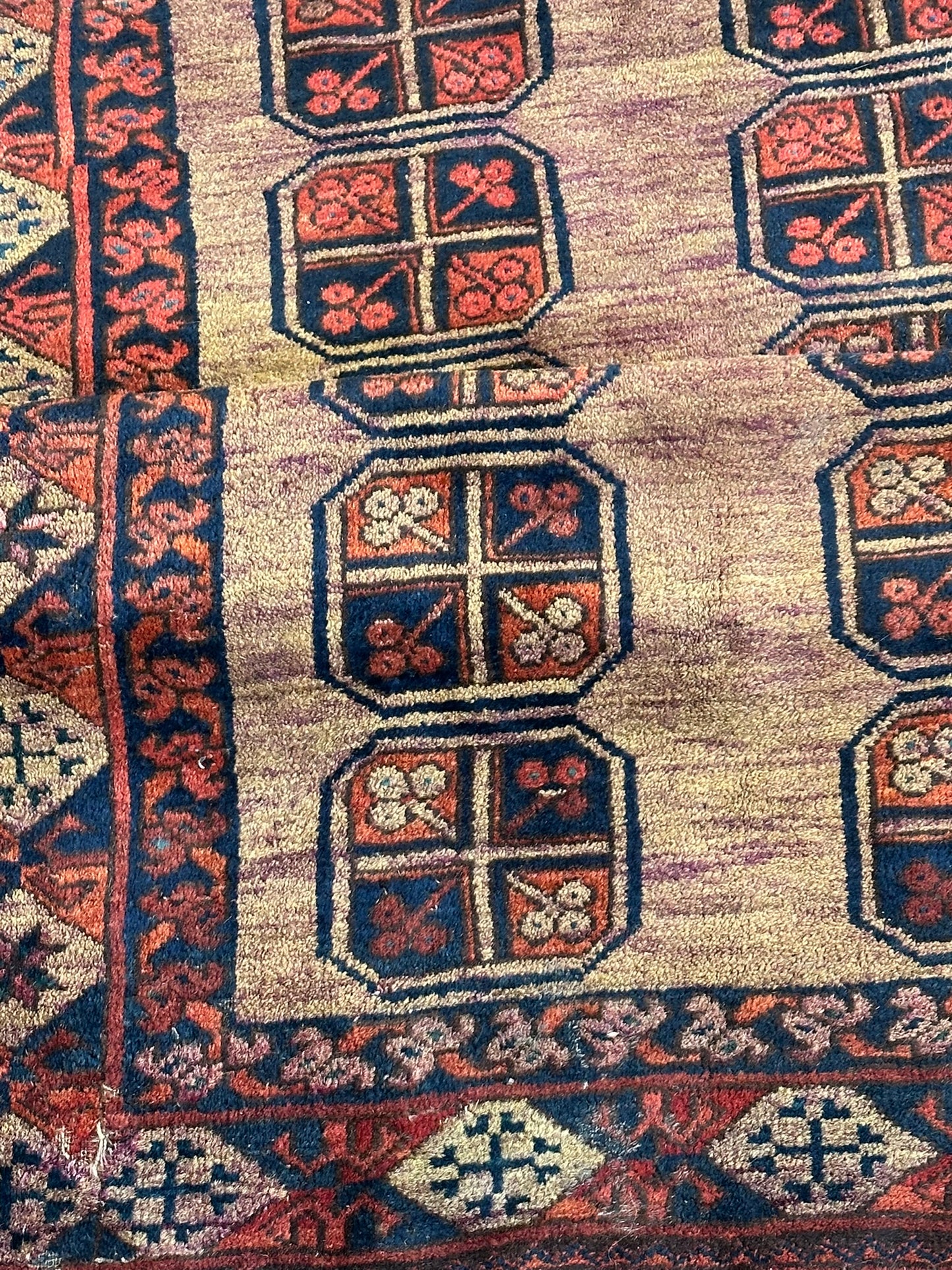   Antik Orientteppich handgeknüpft Afghan Ersari  Wolle 135x97 cm