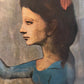 Pablo Picasso (1881-1973) Grafische Kunst Bild Frau mit Fächer 42x32cm