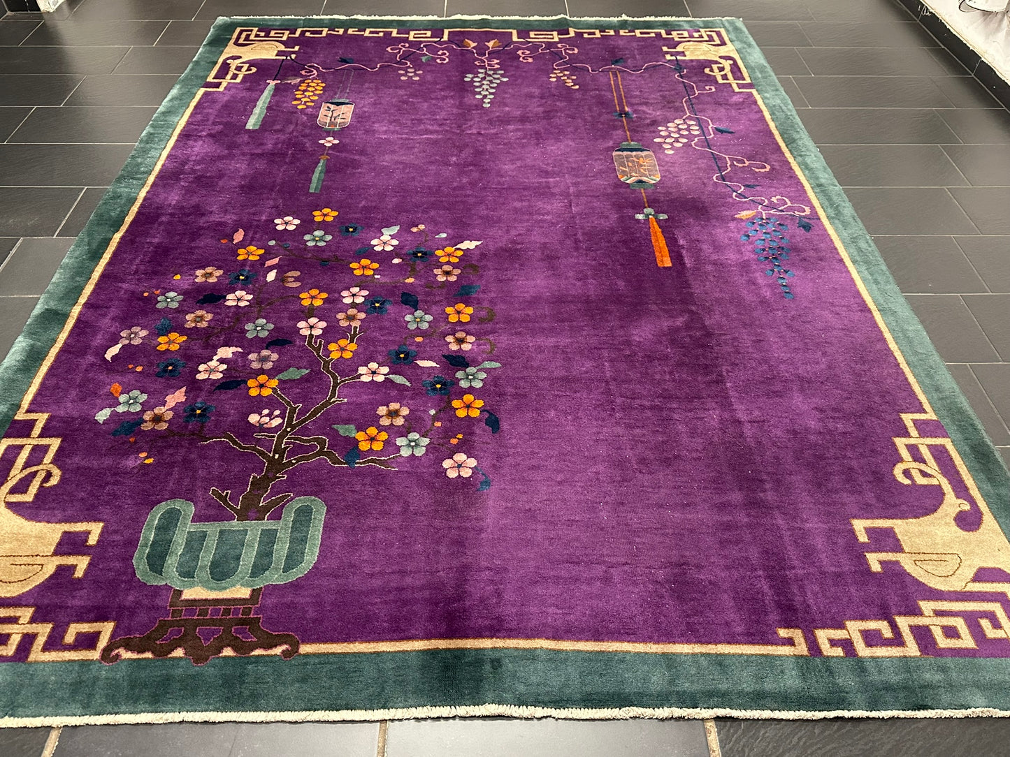 Selten Handgeknüpfter China Art Deco 1930JH Teppich Antik 345x260 cm