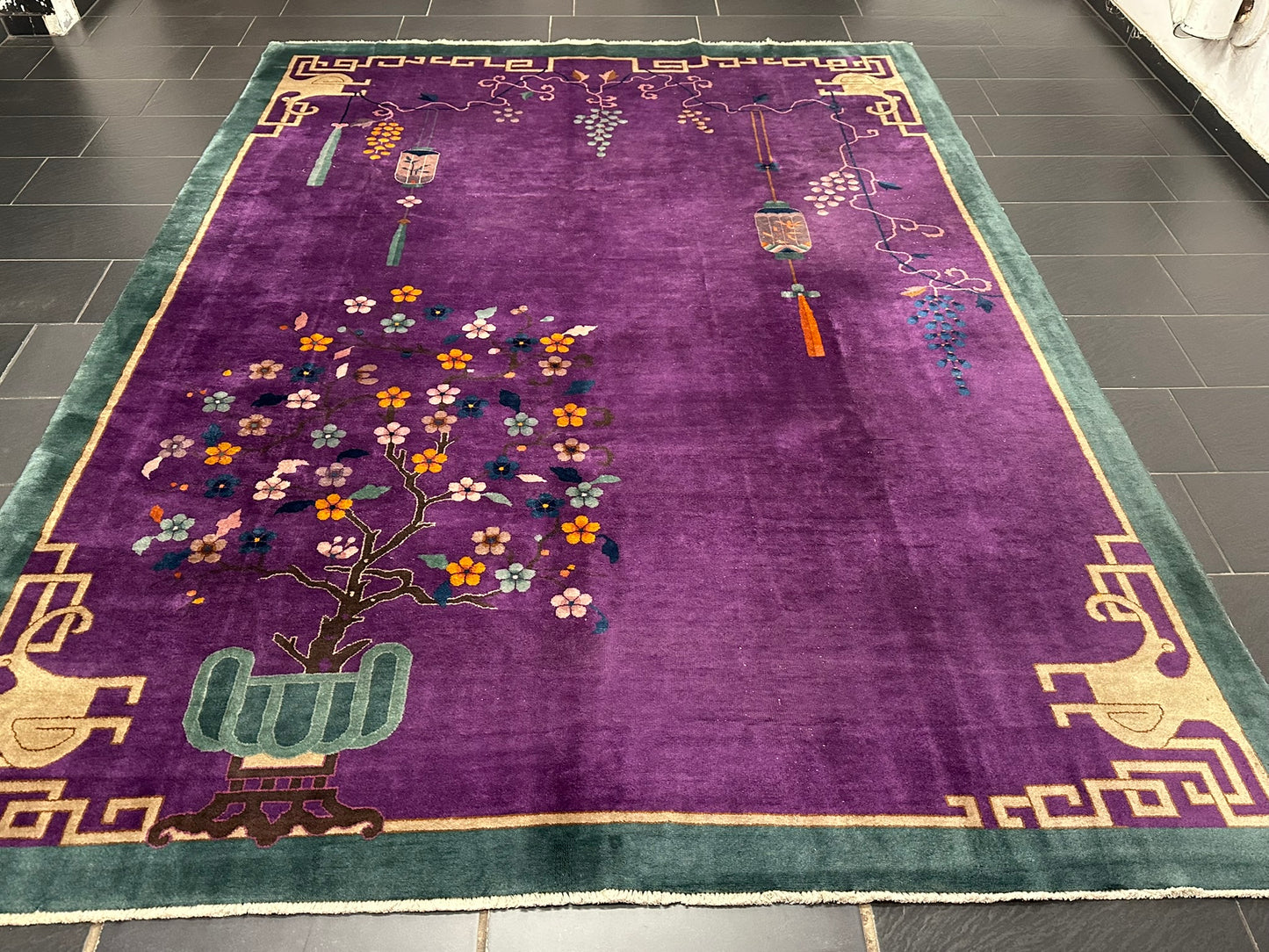Selten Handgeknüpfter China Art Deco 1930JH Teppich Antik 345x260 cm