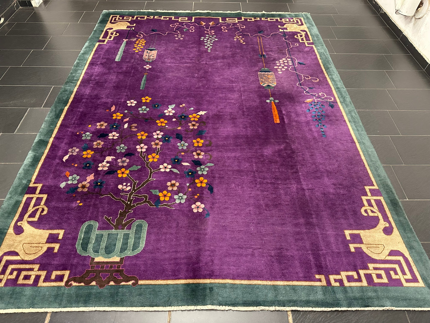 Selten Handgeknüpfter China Art Deco 1930JH Teppich Antik 345x260 cm