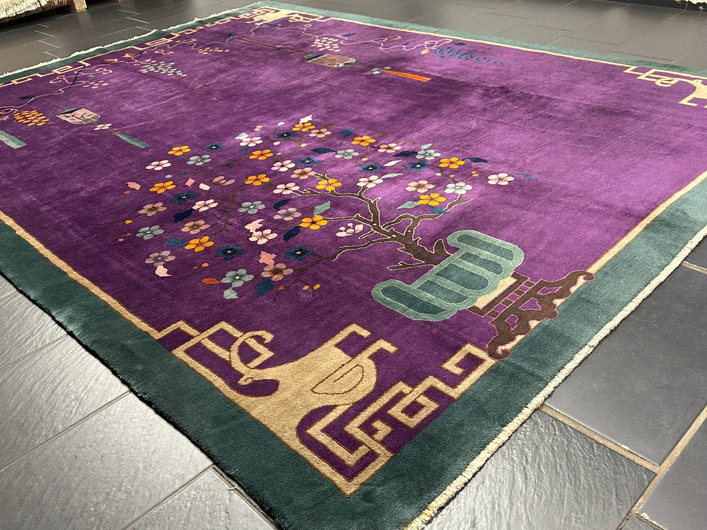 Selten Handgeknüpfter China Art Deco 1930JH Teppich Antik 345x260 cm