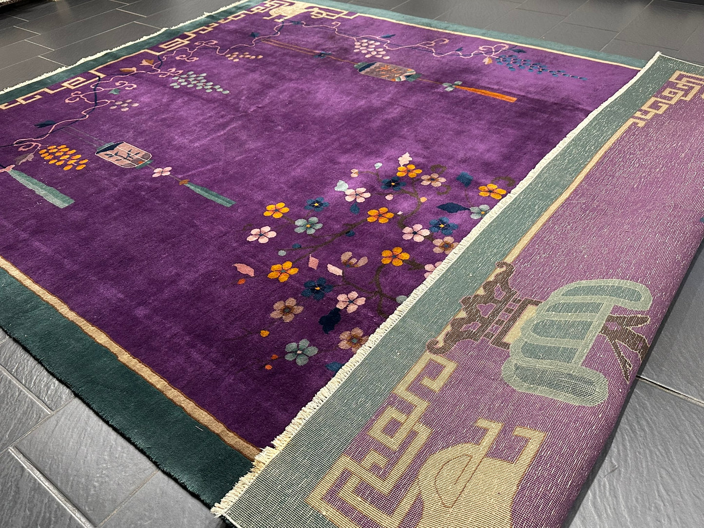 Selten Handgeknüpfter China Art Deco 1930JH Teppich Antik 345x260 cm