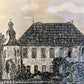Antiker Kupferstich hinter Museumsglas Blick auf die Kirche 30x40cm