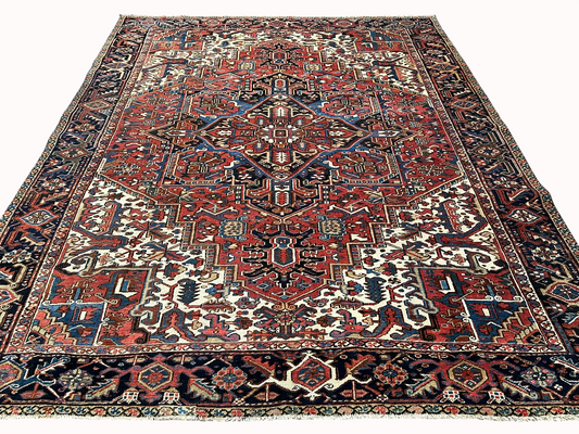 Handgeknüpfter Antiker Teppich Heriz  Naturfarben 340x266 cm