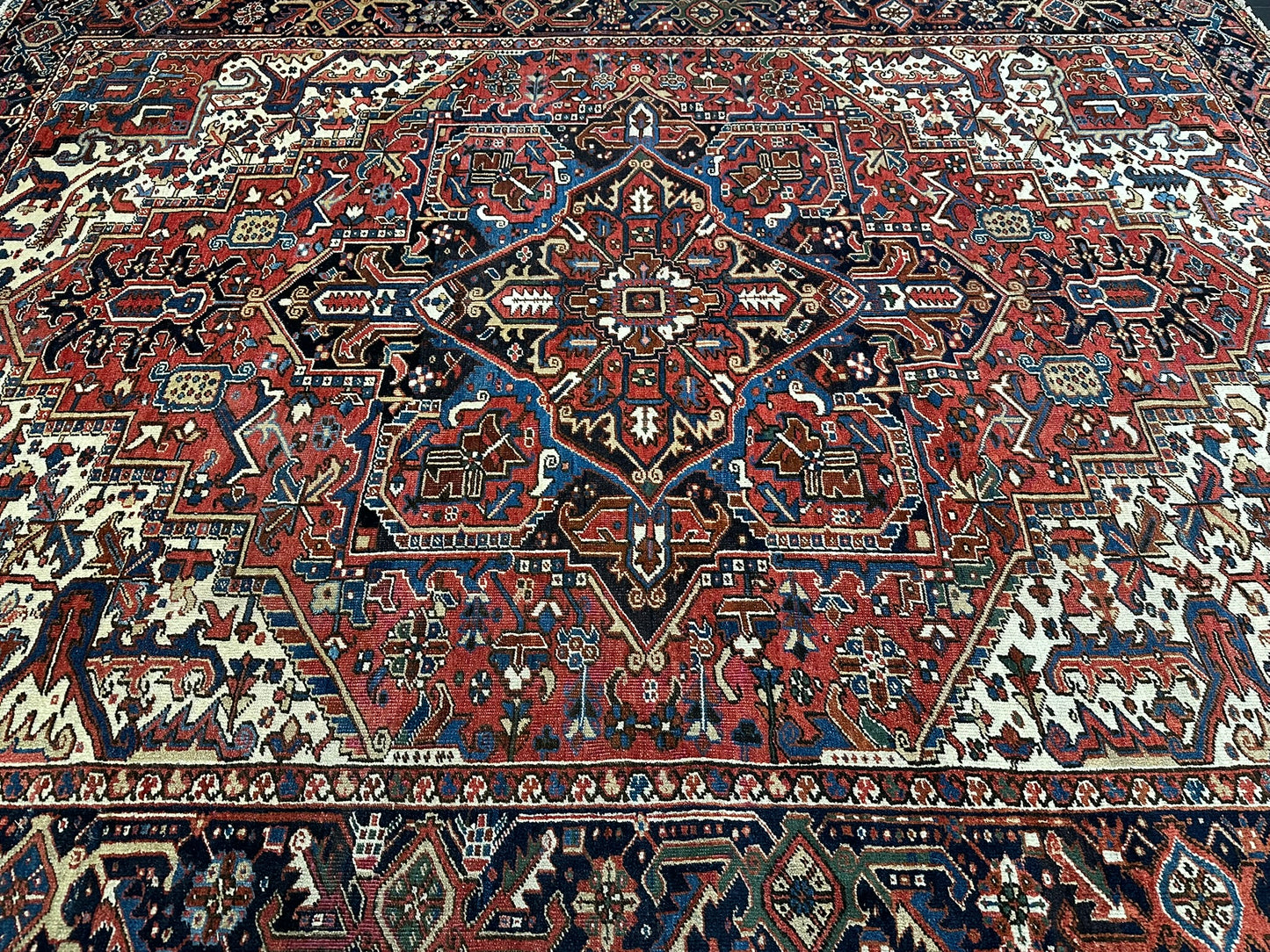Handgeknüpfter Antiker Teppich Heriz  Naturfarben 340x266 cm