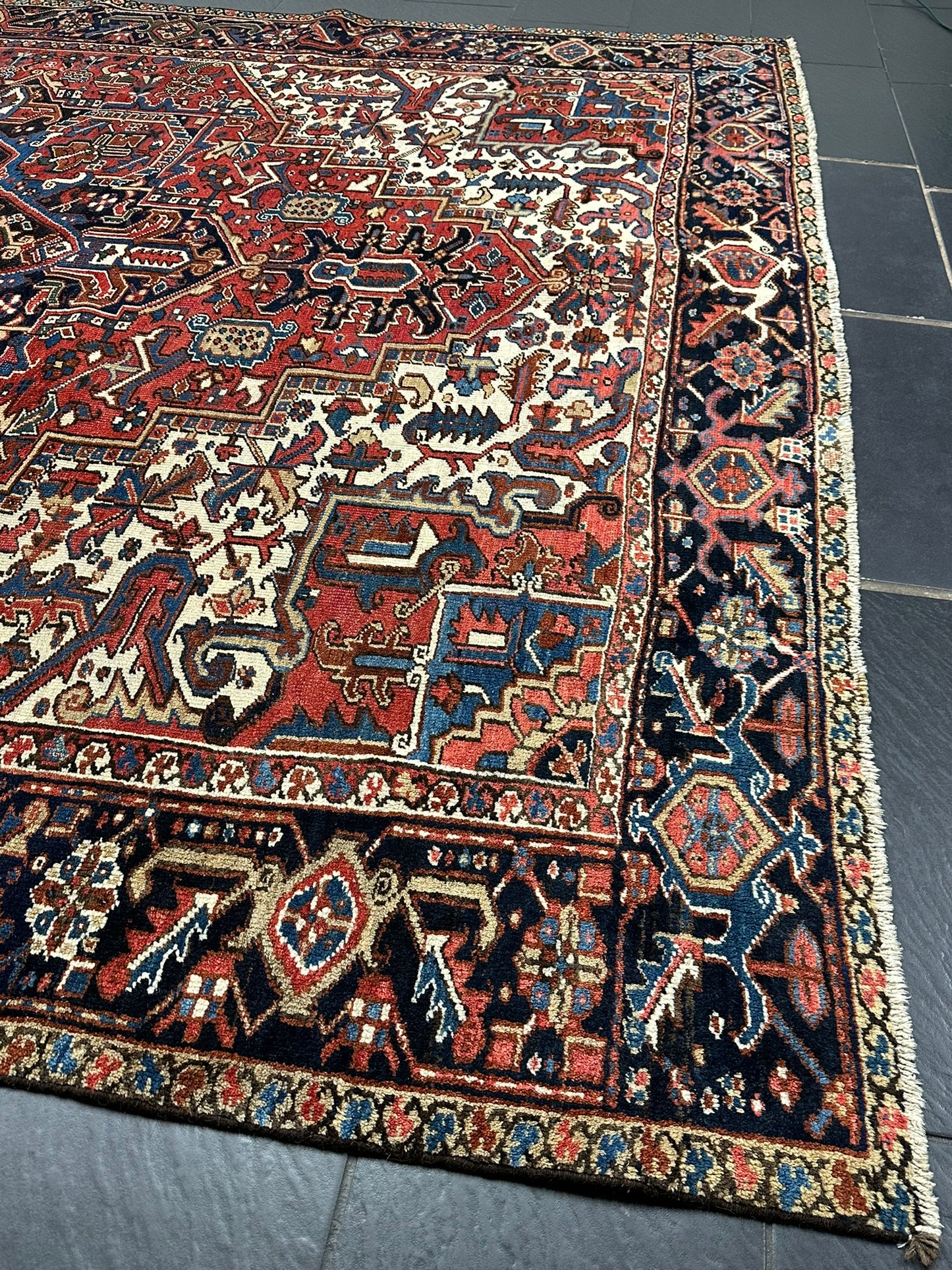 Handgeknüpfter Antiker Teppich Heriz  Naturfarben 340x266 cm