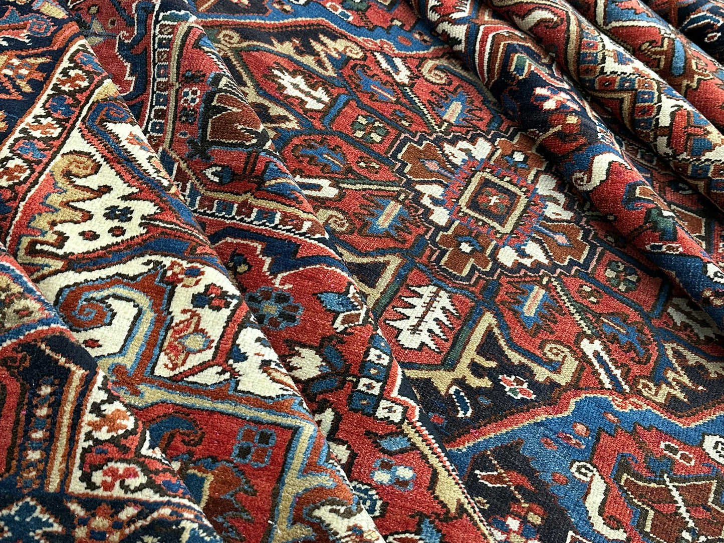 Handgeknüpfter Antiker Teppich Heriz  Naturfarben 340x266 cm