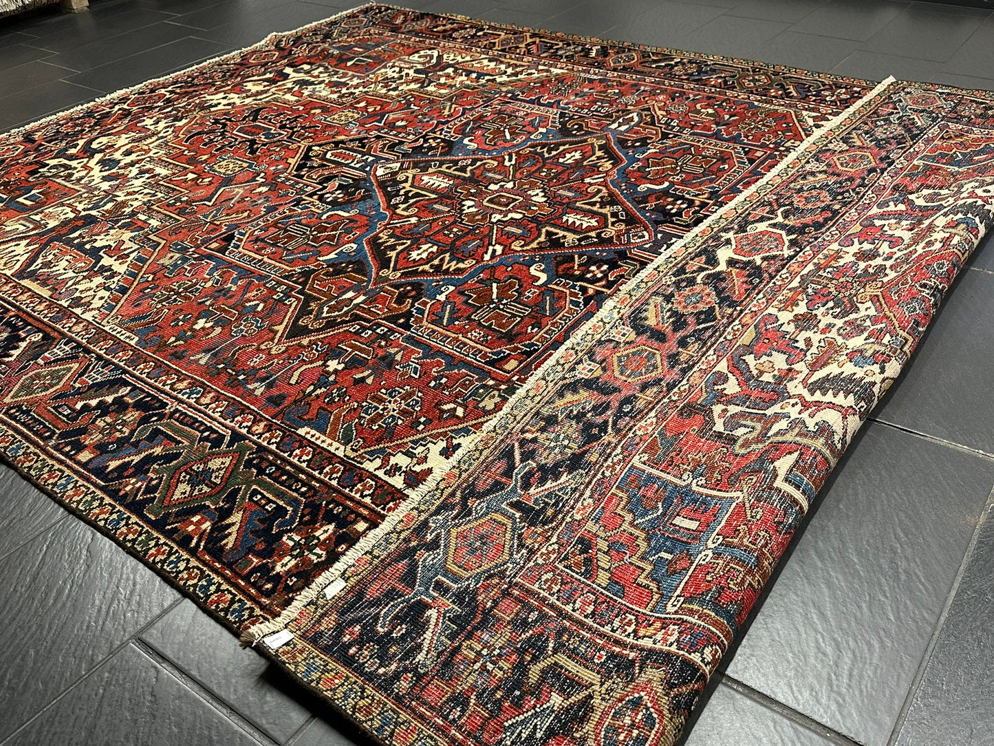 Handgeknüpfter Antiker Teppich Heriz  Naturfarben 340x266 cm