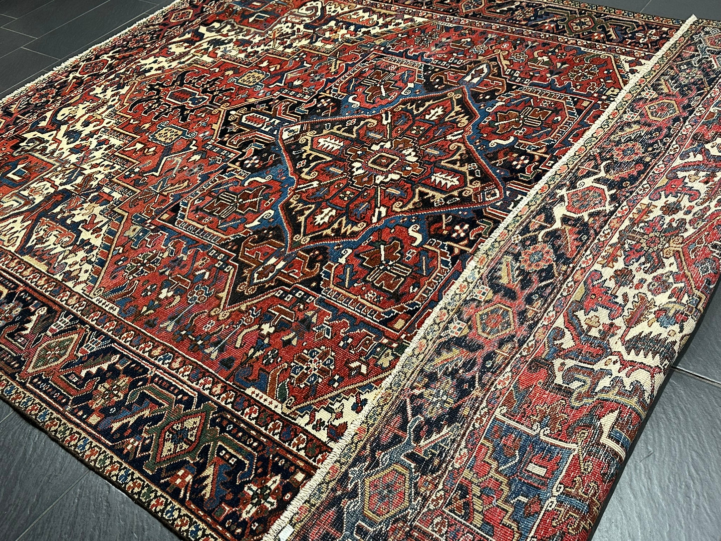 Handgeknüpfter Antiker Teppich Heriz  Naturfarben 340x266 cm