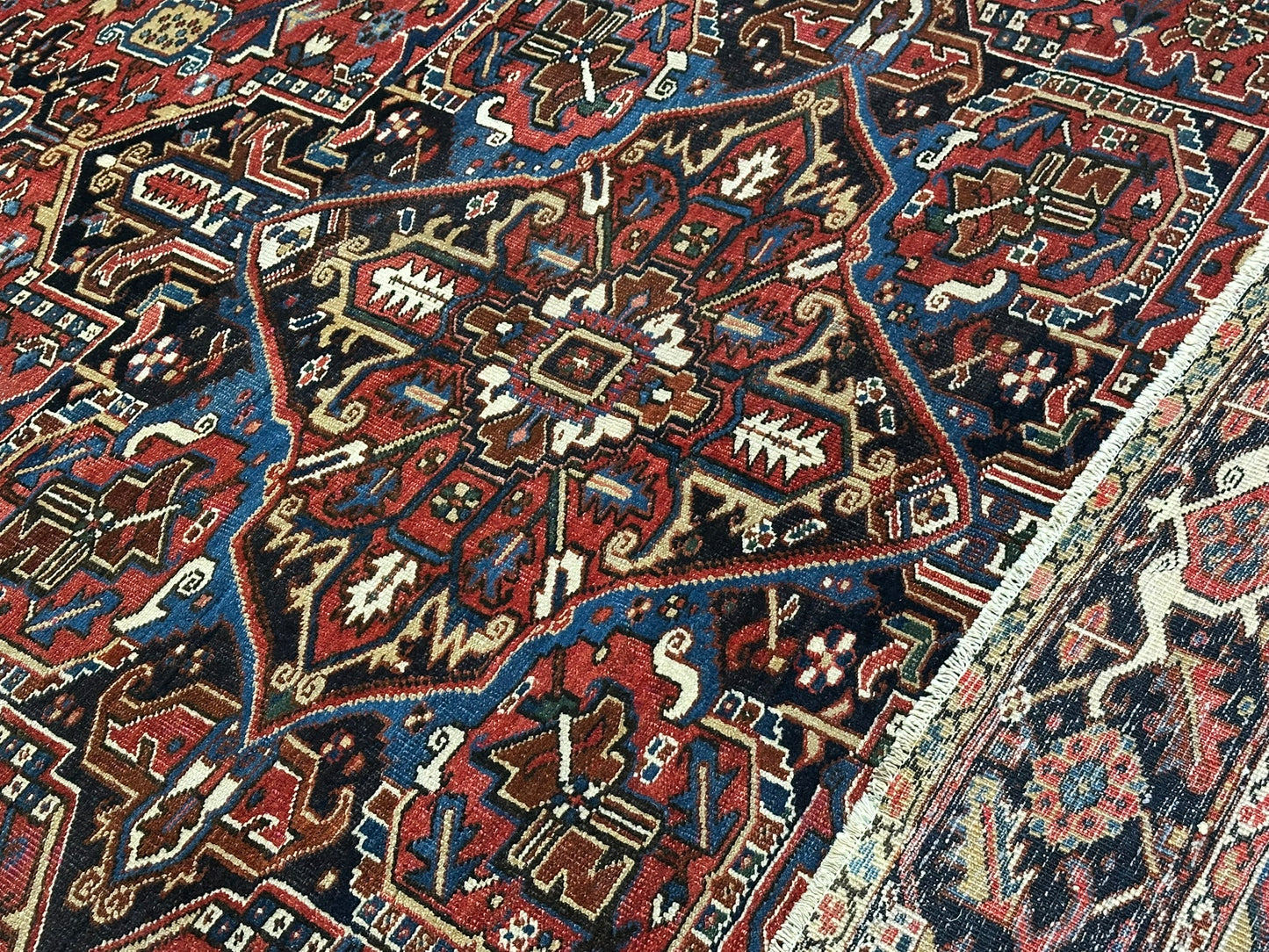 Handgeknüpfter Antiker Teppich Heriz  Naturfarben 340x266 cm