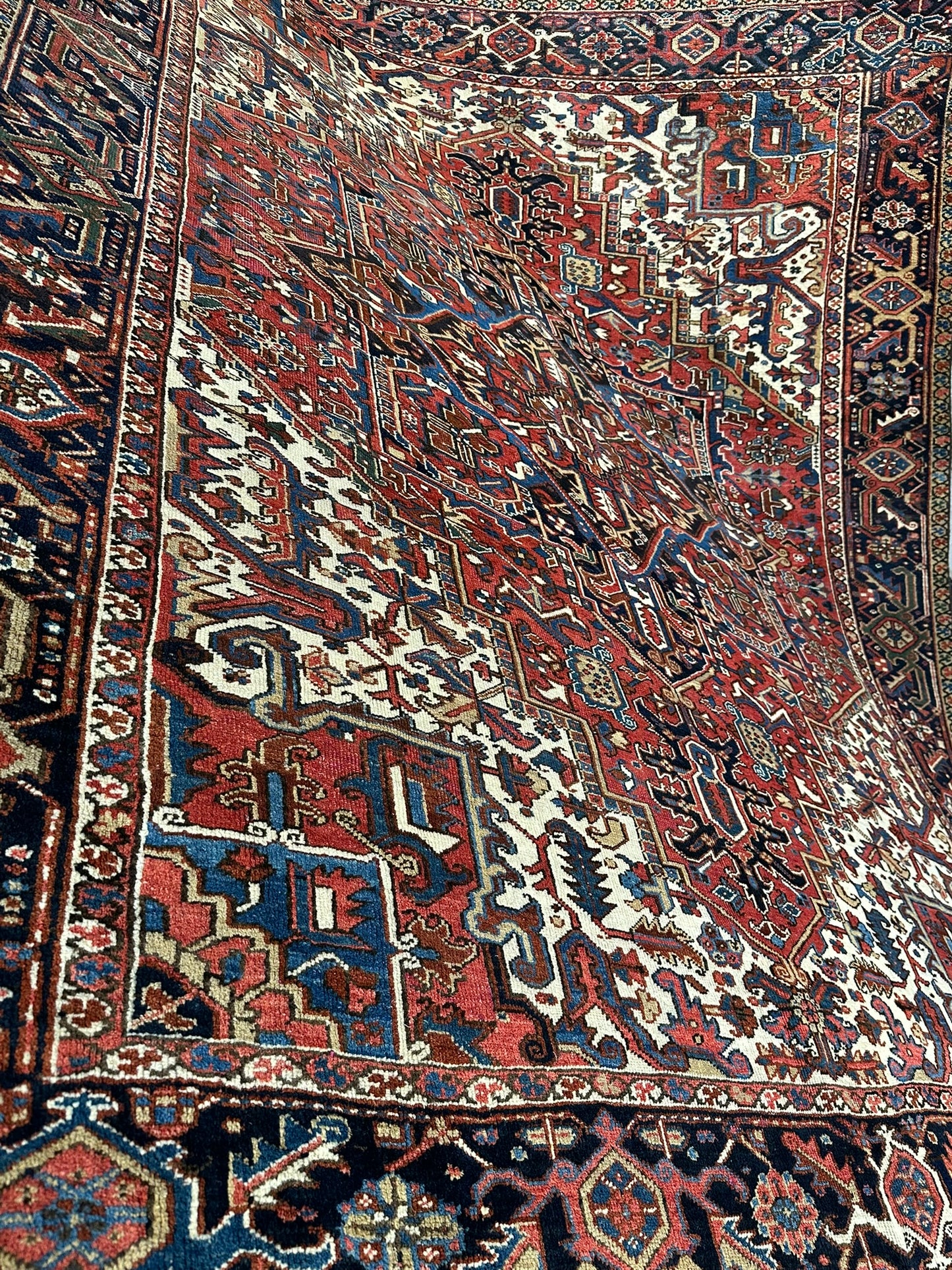 Handgeknüpfter Antiker Teppich Heriz  Naturfarben 340x266 cm