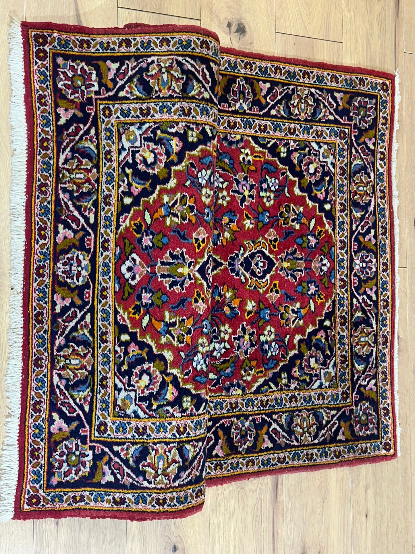 Orientteppich handgeknüpft Keschan Wolle 145x100 cm