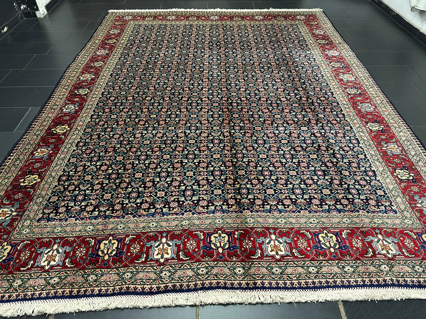 Handgeknüpfter Täbriz Mahi Teppich Fein 367x277 cm