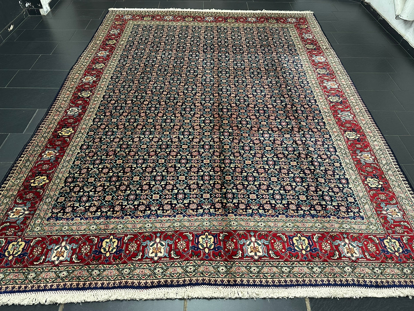 Handgeknüpfter Täbriz Mahi Teppich Fein 367x277 cm