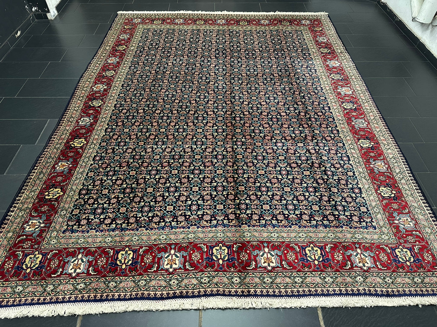 Handgeknüpfter Täbriz Mahi Teppich Fein 367x277 cm