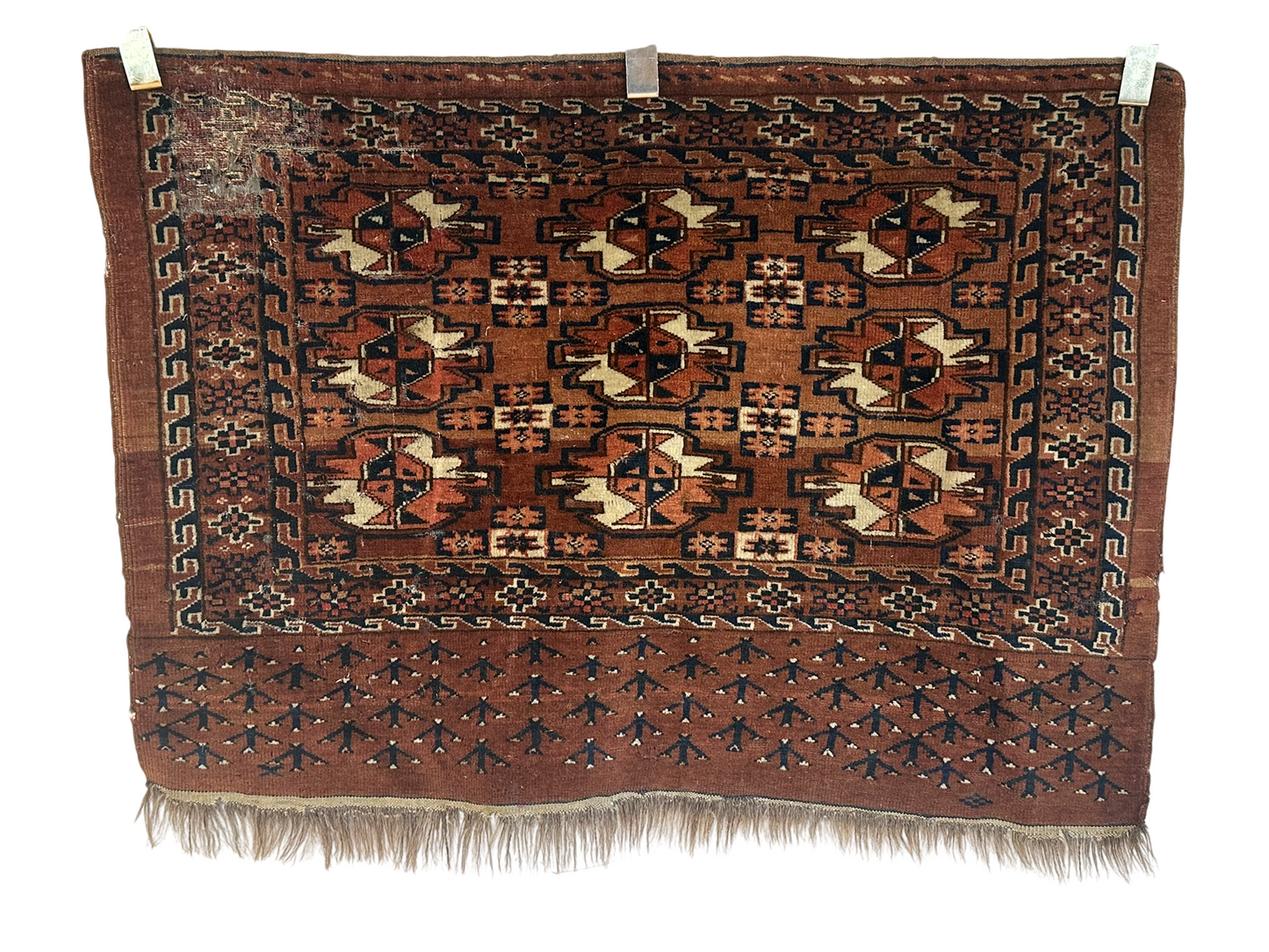 Antik Orientteppich handgeknüpft Türkmen Yomut Buchara Wolle 105x75 cm