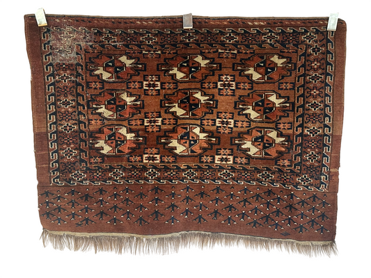 Antik Orientteppich handgeknüpft Türkmen Yomut Buchara Wolle 105x75 cm
