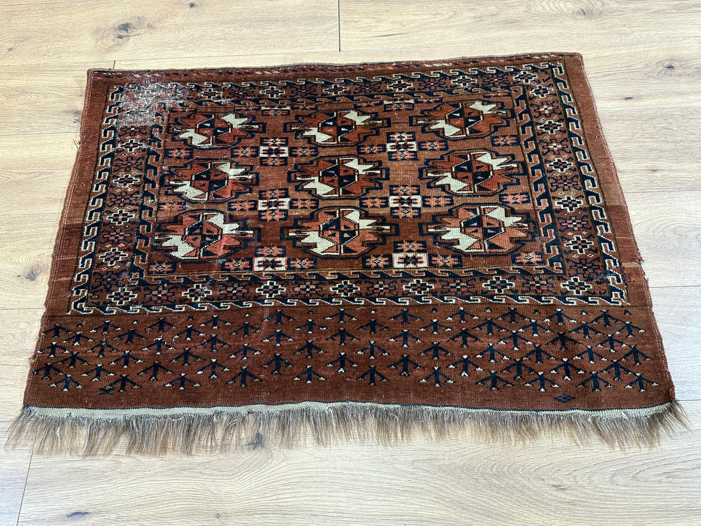 Antik Orientteppich handgeknüpft Türkmen Yomut Buchara Wolle 105x75 cm
