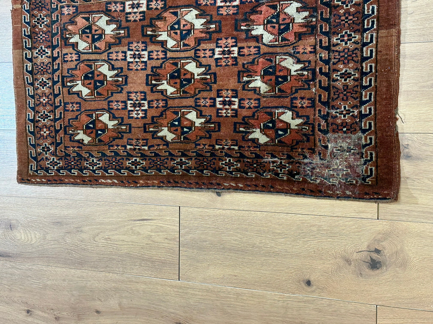 Antik Orientteppich handgeknüpft Türkmen Yomut Buchara Wolle 105x75 cm