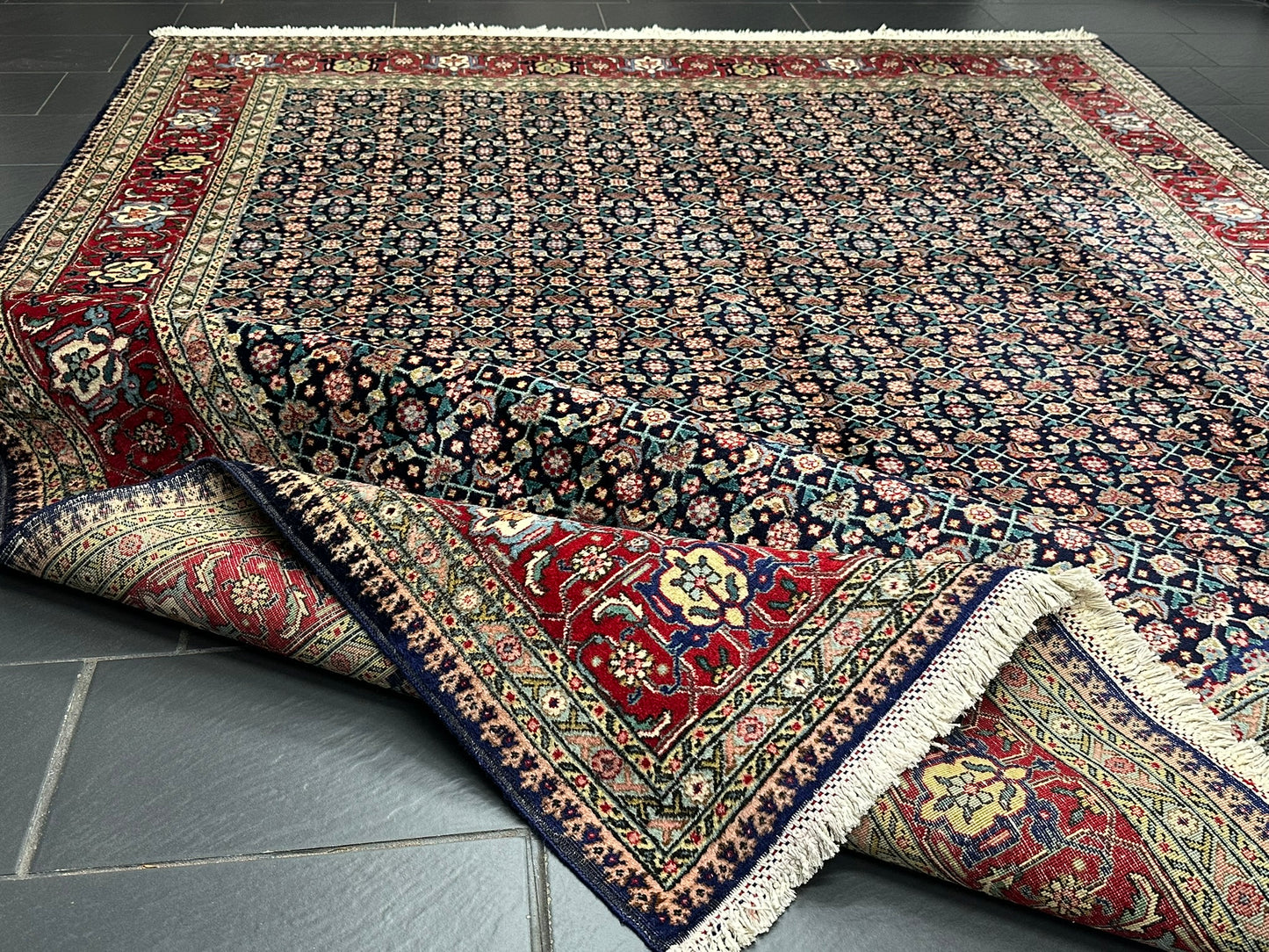 Handgeknüpfter Täbriz Mahi Teppich Fein 367x277 cm