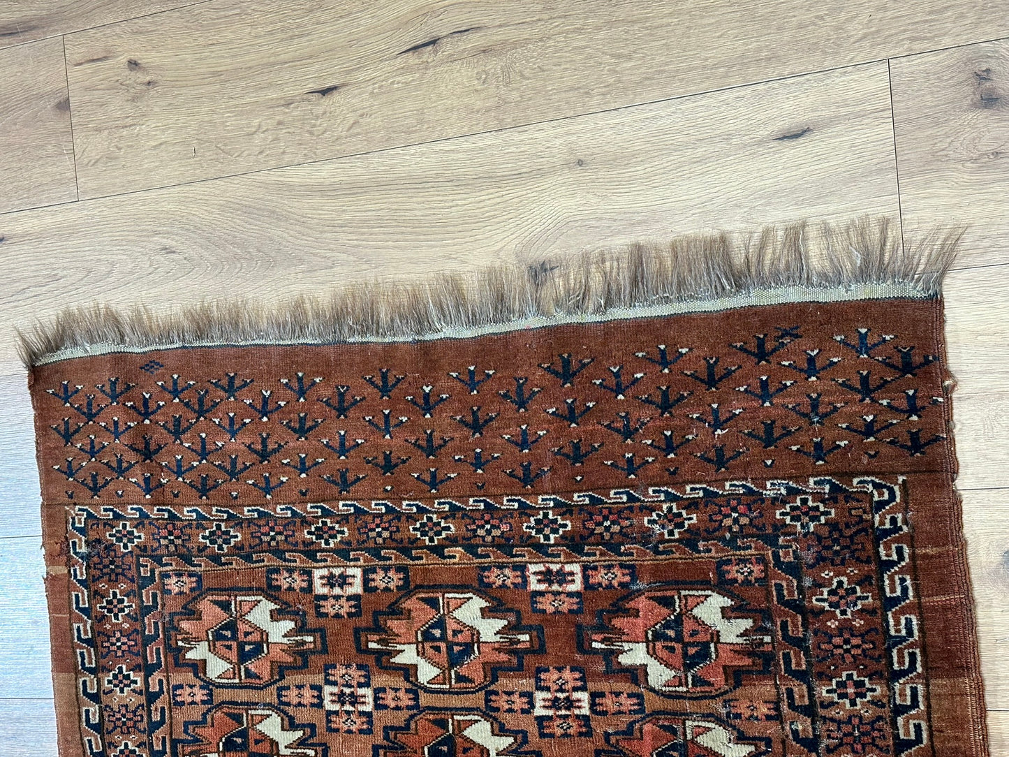 Antik Orientteppich handgeknüpft Türkmen Yomut Buchara Wolle 105x75 cm