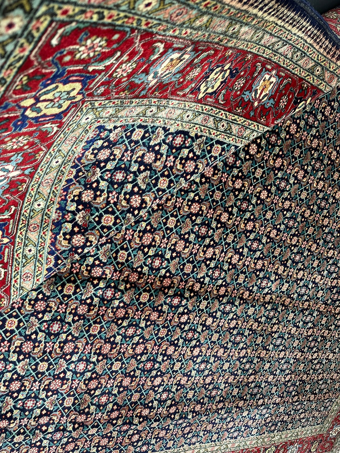 Handgeknüpfter Täbriz Mahi Teppich Fein 367x277 cm