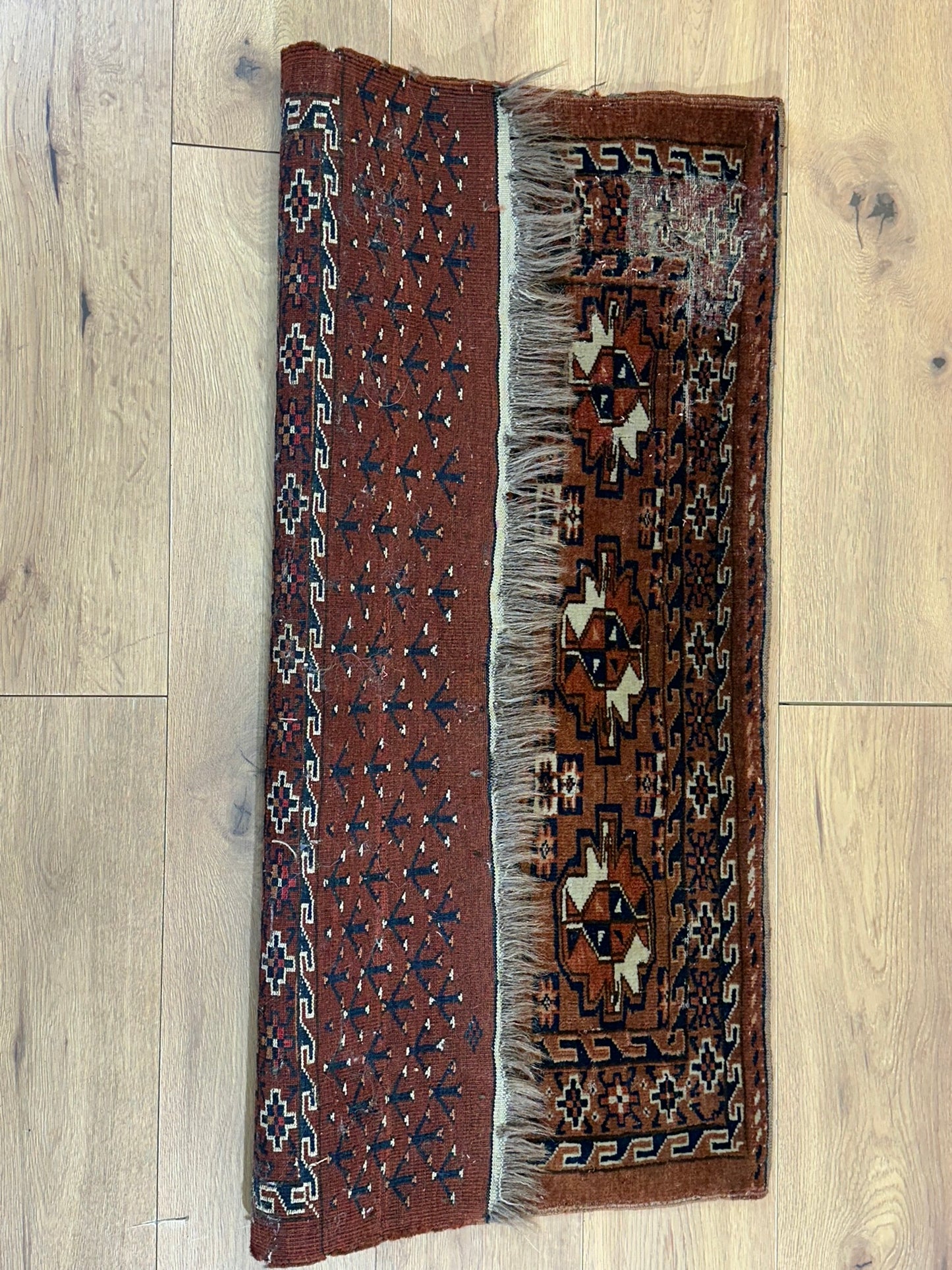 Antik Orientteppich handgeknüpft Türkmen Yomut Buchara Wolle 105x75 cm