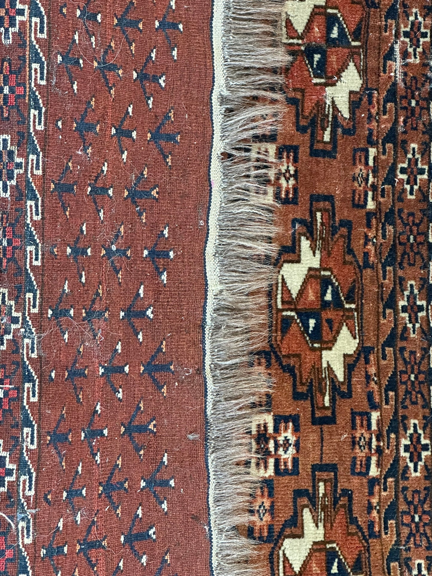 Antik Orientteppich handgeknüpft Türkmen Yomut Buchara Wolle 105x75 cm