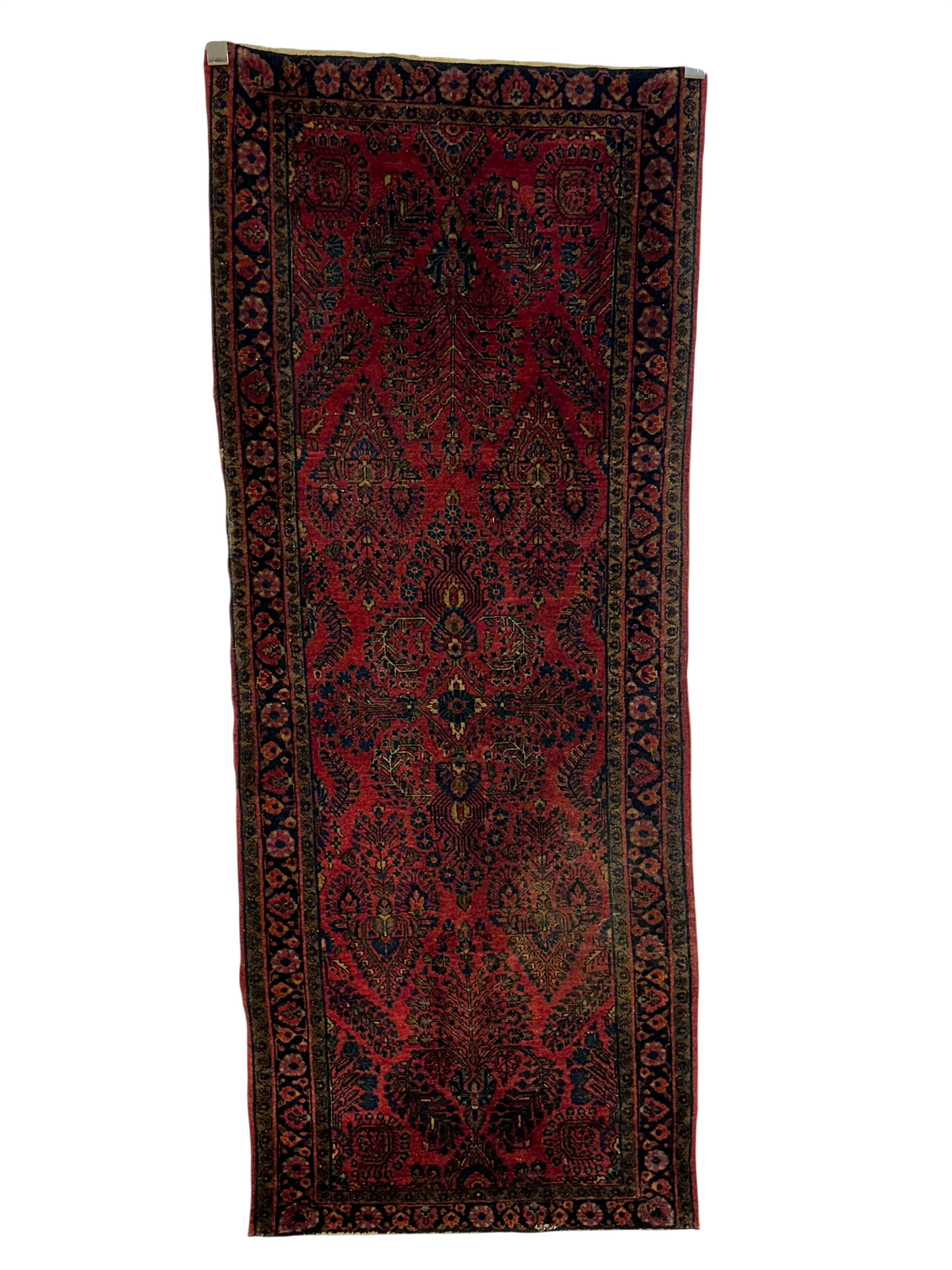 Antik Orientteppich handgeknüpft Sarough American Re-Import Wolle naturfarben 190x78 cm