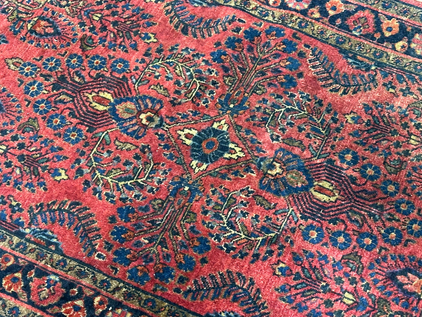 Antik Orientteppich handgeknüpft Sarough American Re-Import Wolle naturfarben 190x78 cm