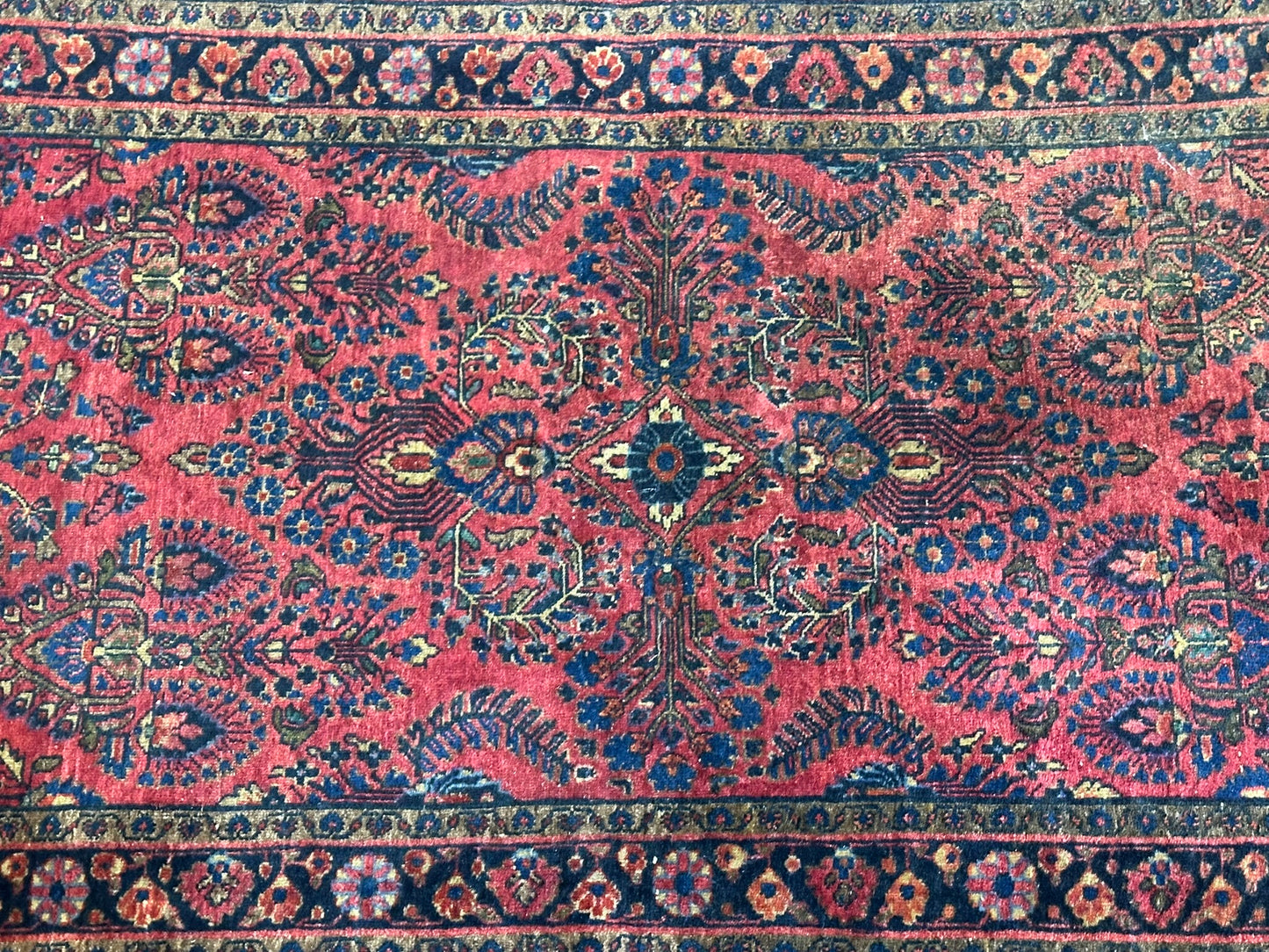 Antik Orientteppich handgeknüpft Sarough American Re-Import Wolle naturfarben 190x78 cm