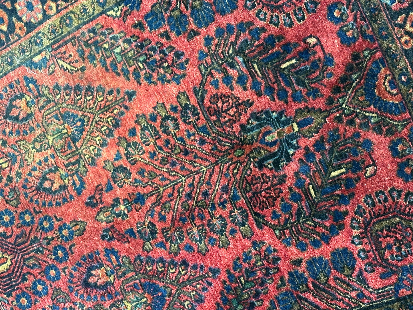 Antik Orientteppich handgeknüpft Sarough American Re-Import Wolle naturfarben 190x78 cm