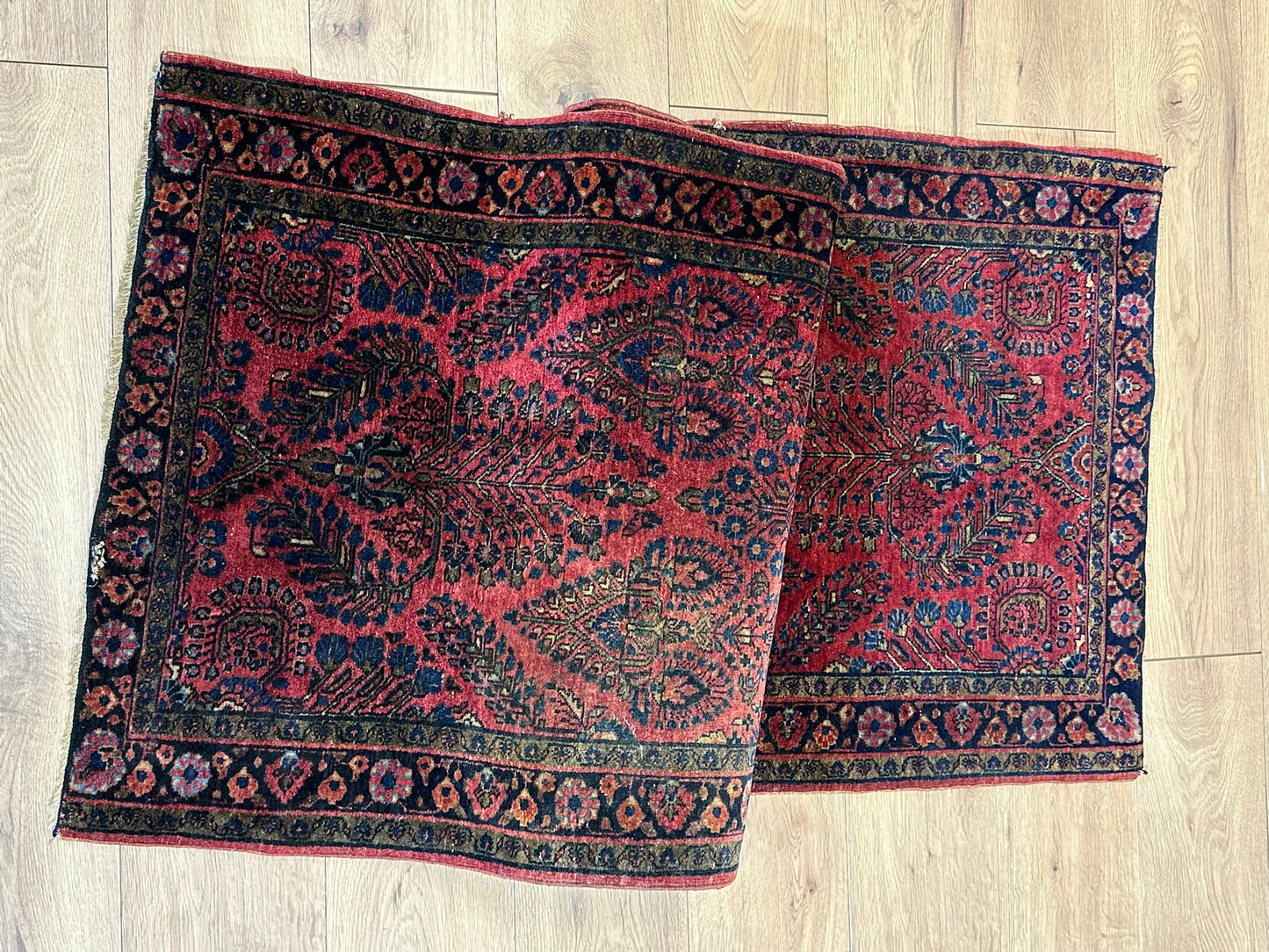 Antik Orientteppich handgeknüpft Sarough American Re-Import Wolle naturfarben 190x78 cm