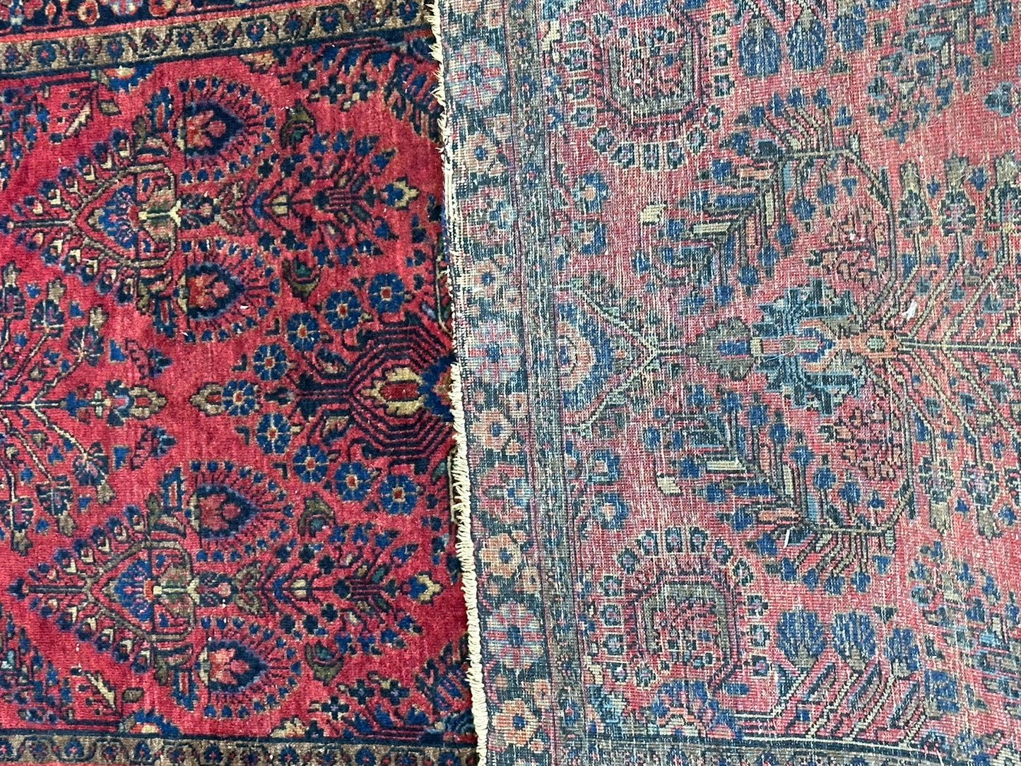 Antik Orientteppich handgeknüpft Sarough American Re-Import Wolle naturfarben 190x78 cm