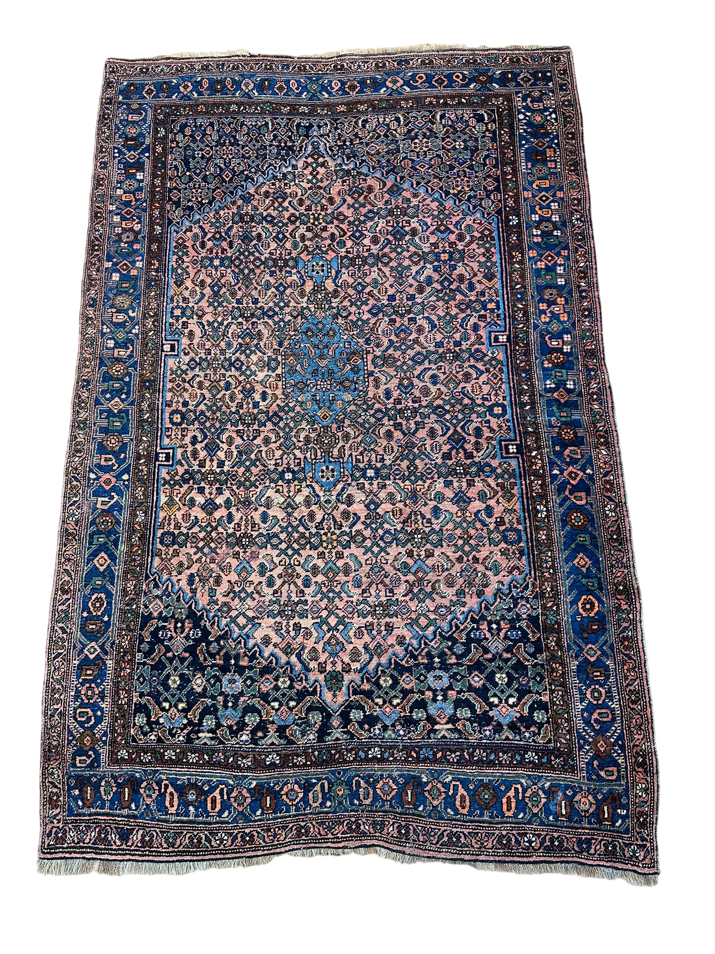 Antik Orientteppich handgeknüpft Bidjar Wolle 205x135 cm