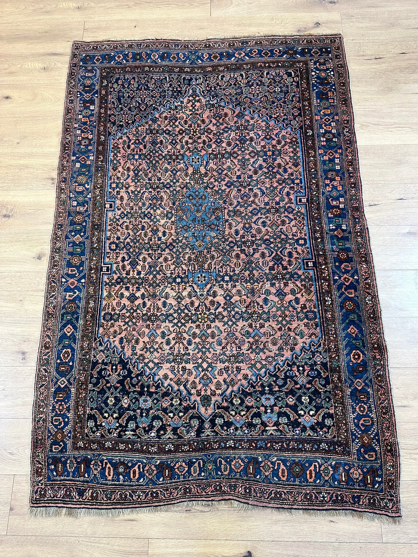 Antik Orientteppich handgeknüpft Bidjar Wolle 205x135 cm