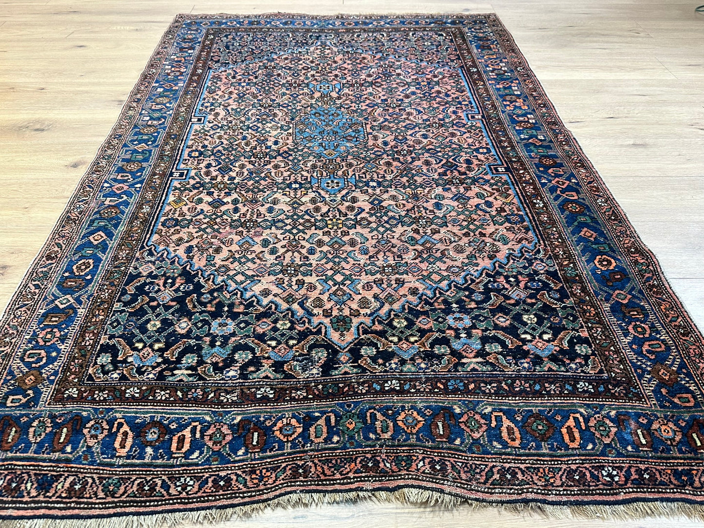 Antik Orientteppich handgeknüpft Bidjar Wolle 205x135 cm