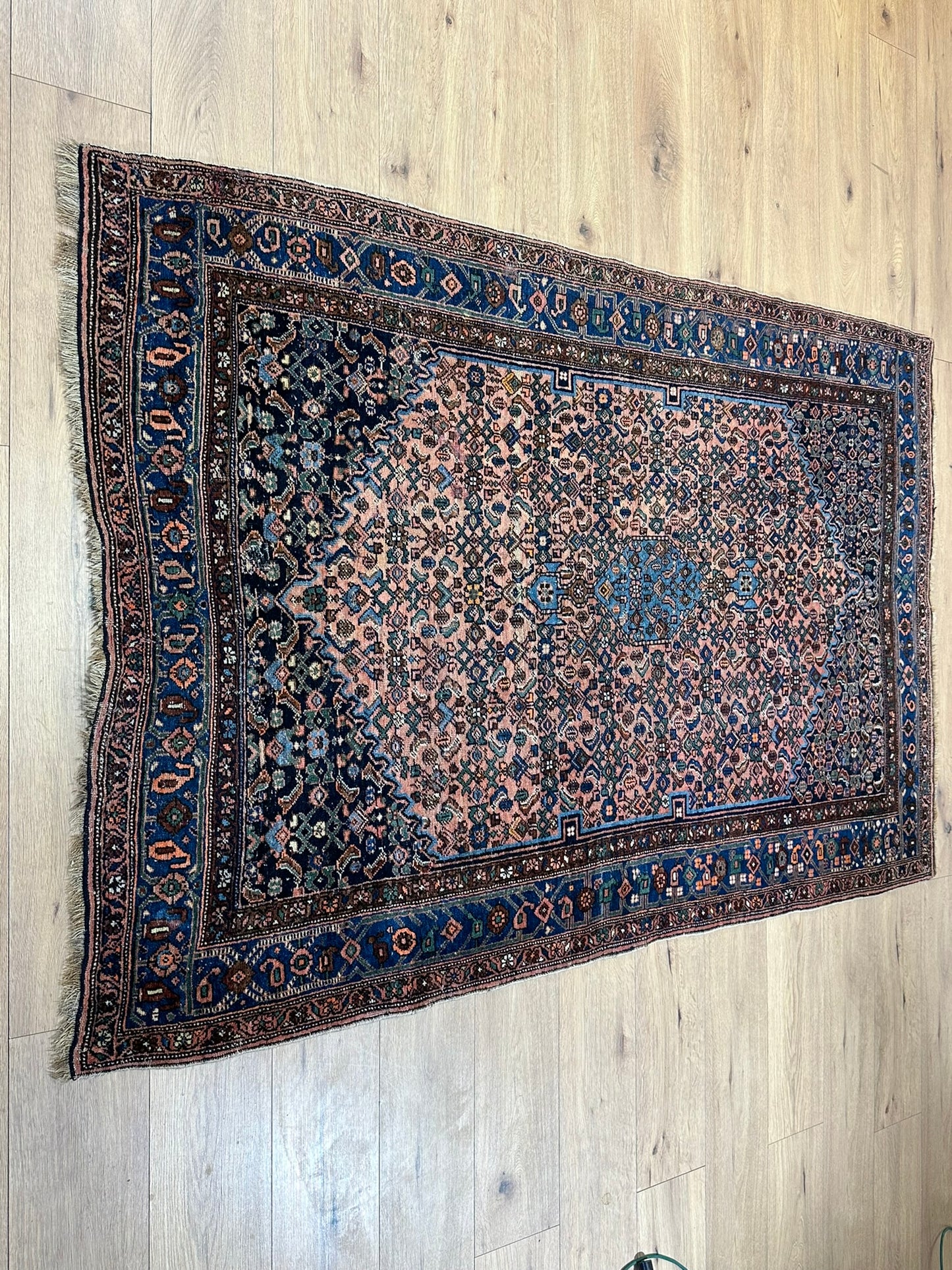 Antik Orientteppich handgeknüpft Bidjar Wolle 205x135 cm