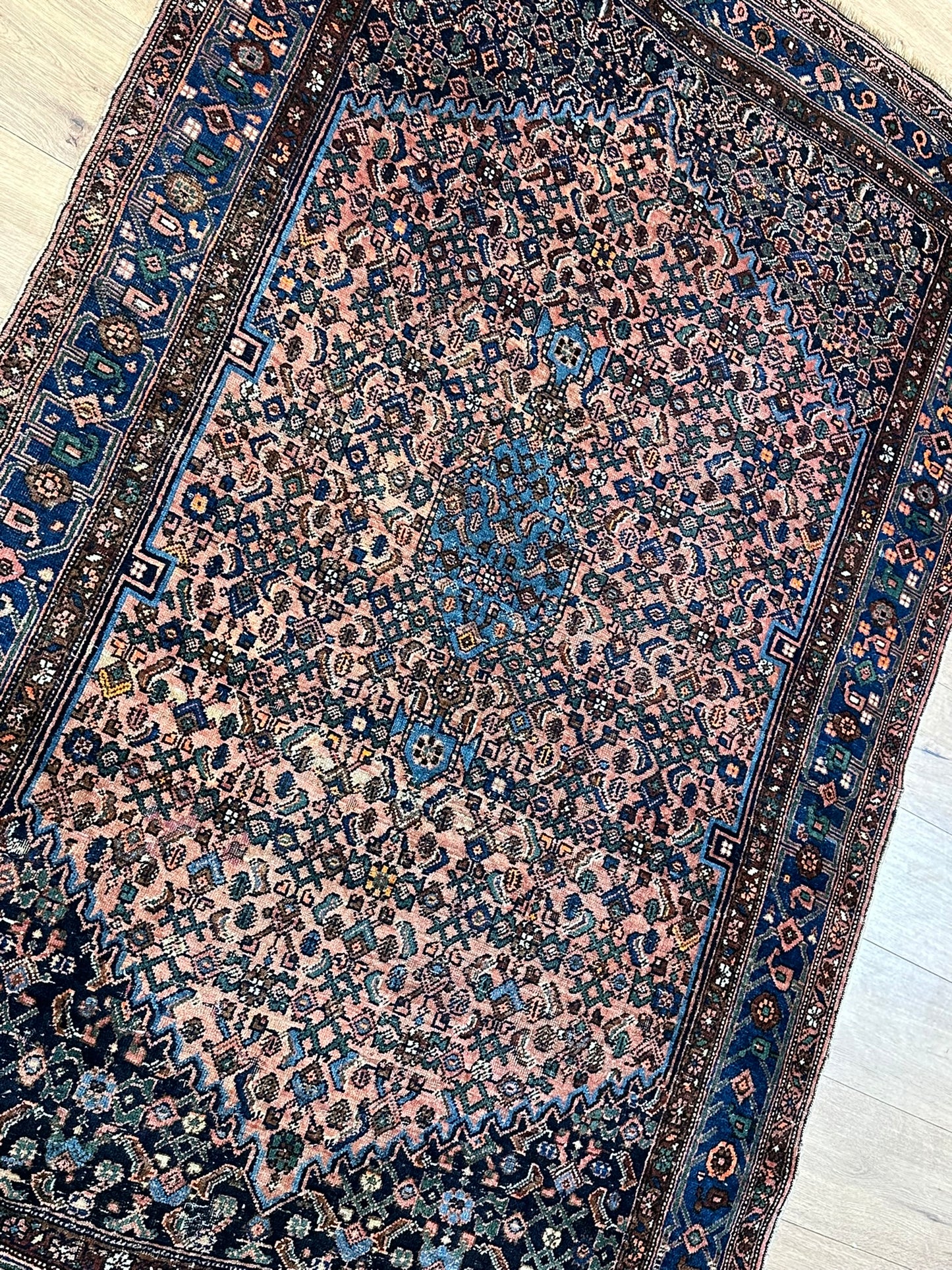 Antik Orientteppich handgeknüpft Bidjar Wolle 205x135 cm