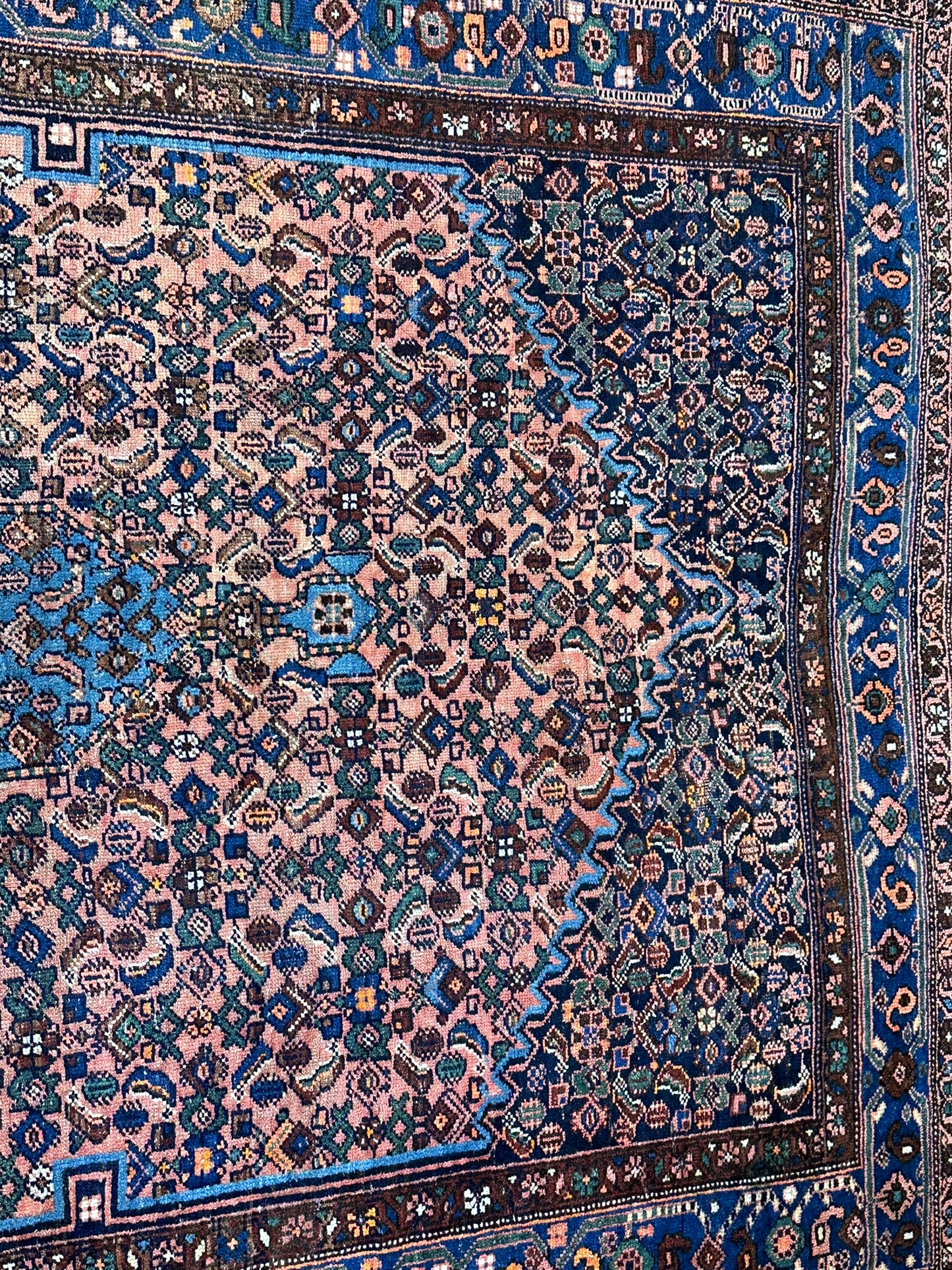 Antik Orientteppich handgeknüpft Bidjar Wolle 205x135 cm