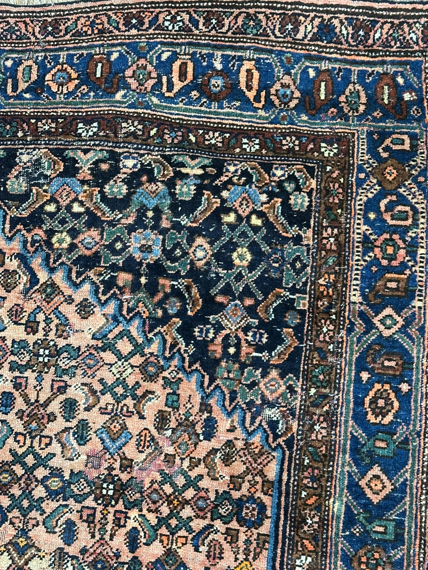Antik Orientteppich handgeknüpft Bidjar Wolle 205x135 cm