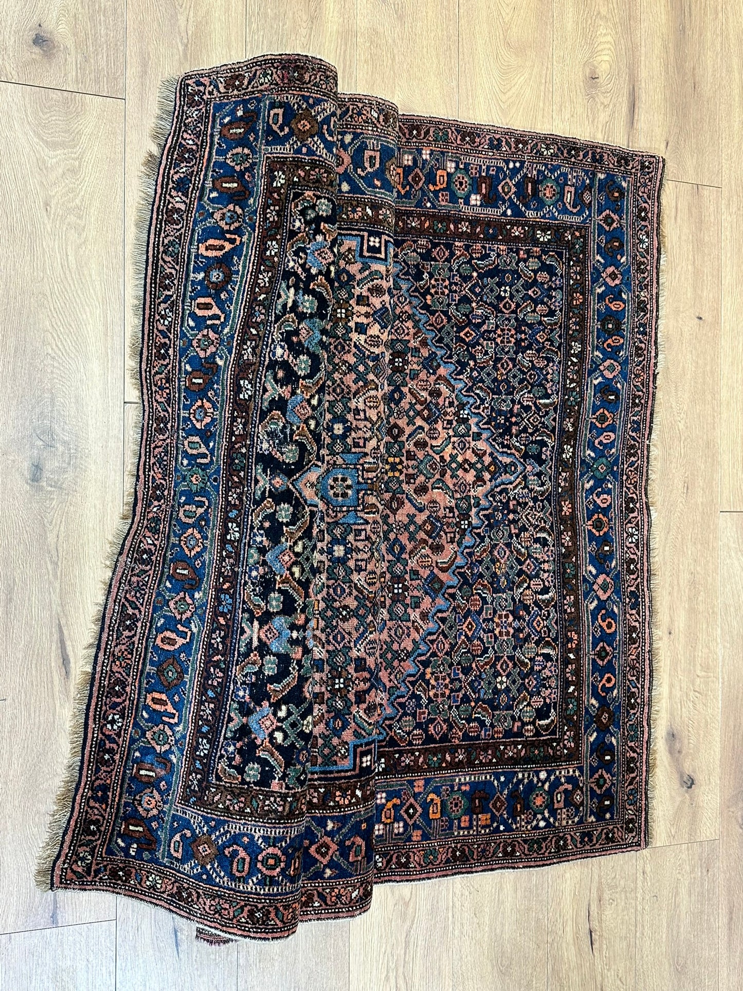 Antik Orientteppich handgeknüpft Bidjar Wolle 205x135 cm