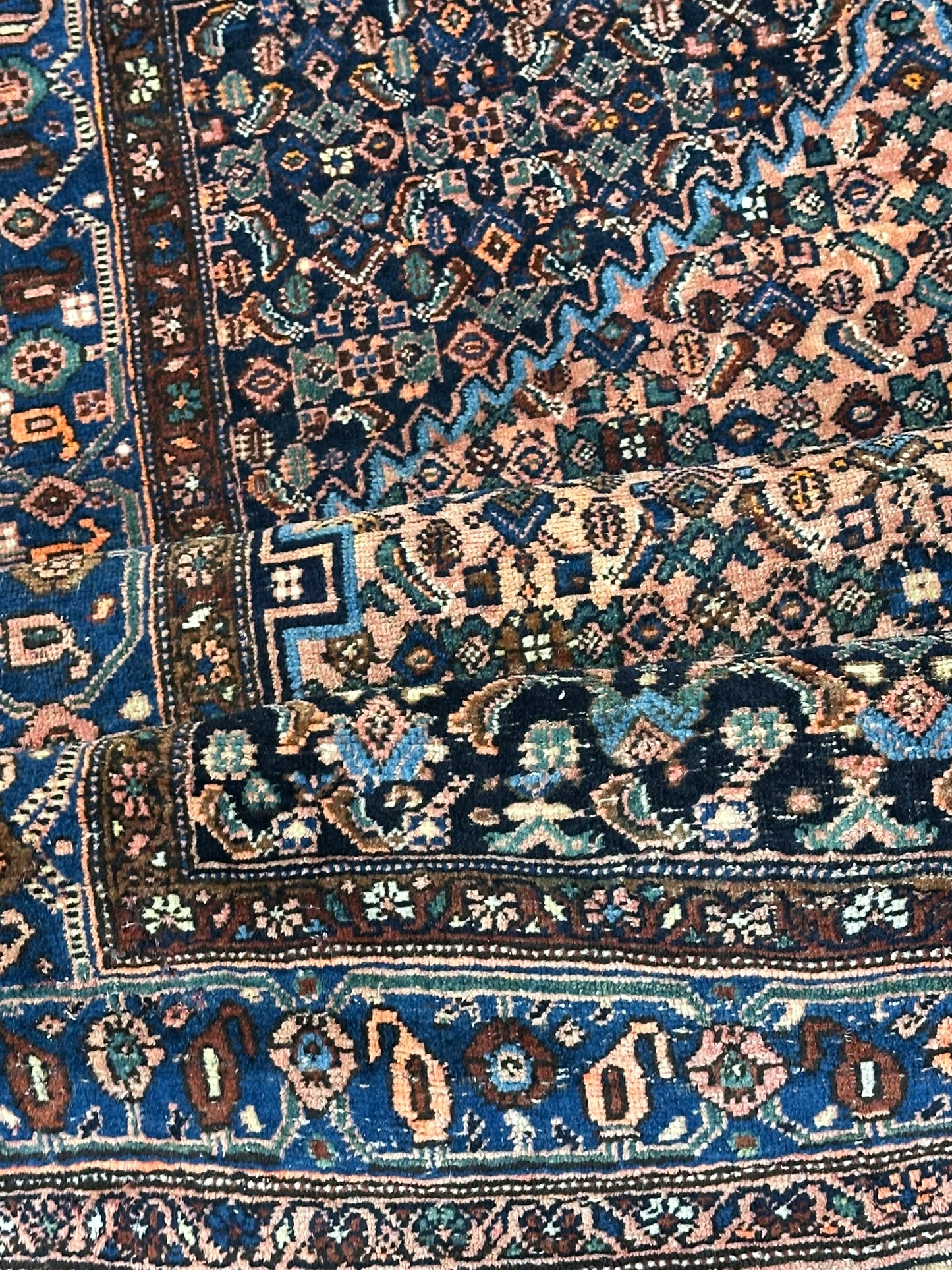Antik Orientteppich handgeknüpft Bidjar Wolle 205x135 cm