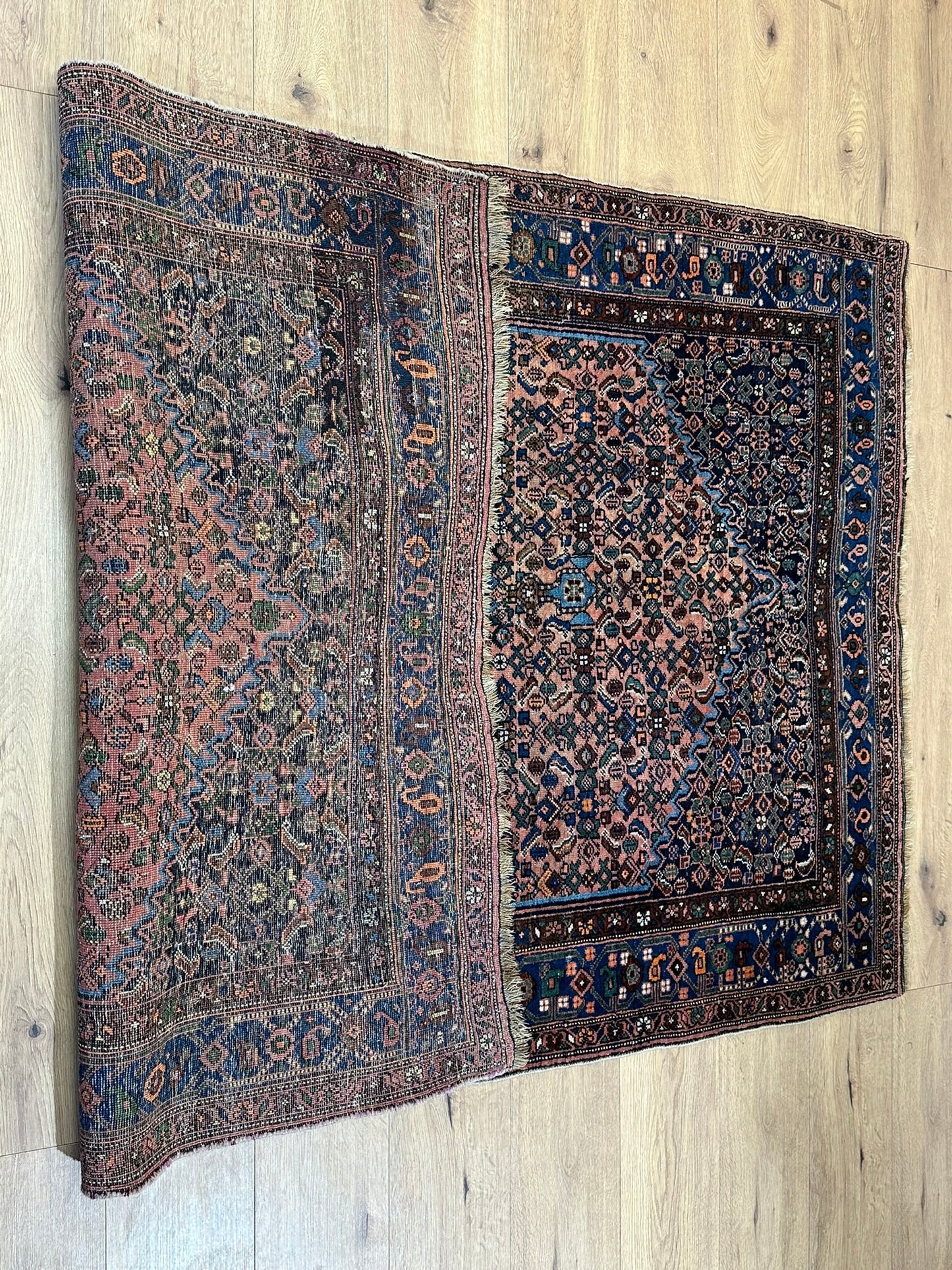Antik Orientteppich handgeknüpft Bidjar Wolle 205x135 cm