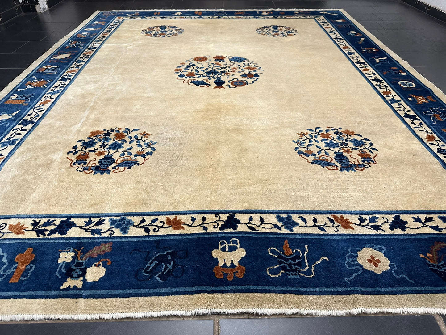 Handgeknüpfter Peking Art Deco Teppich Antik 350x280 cm