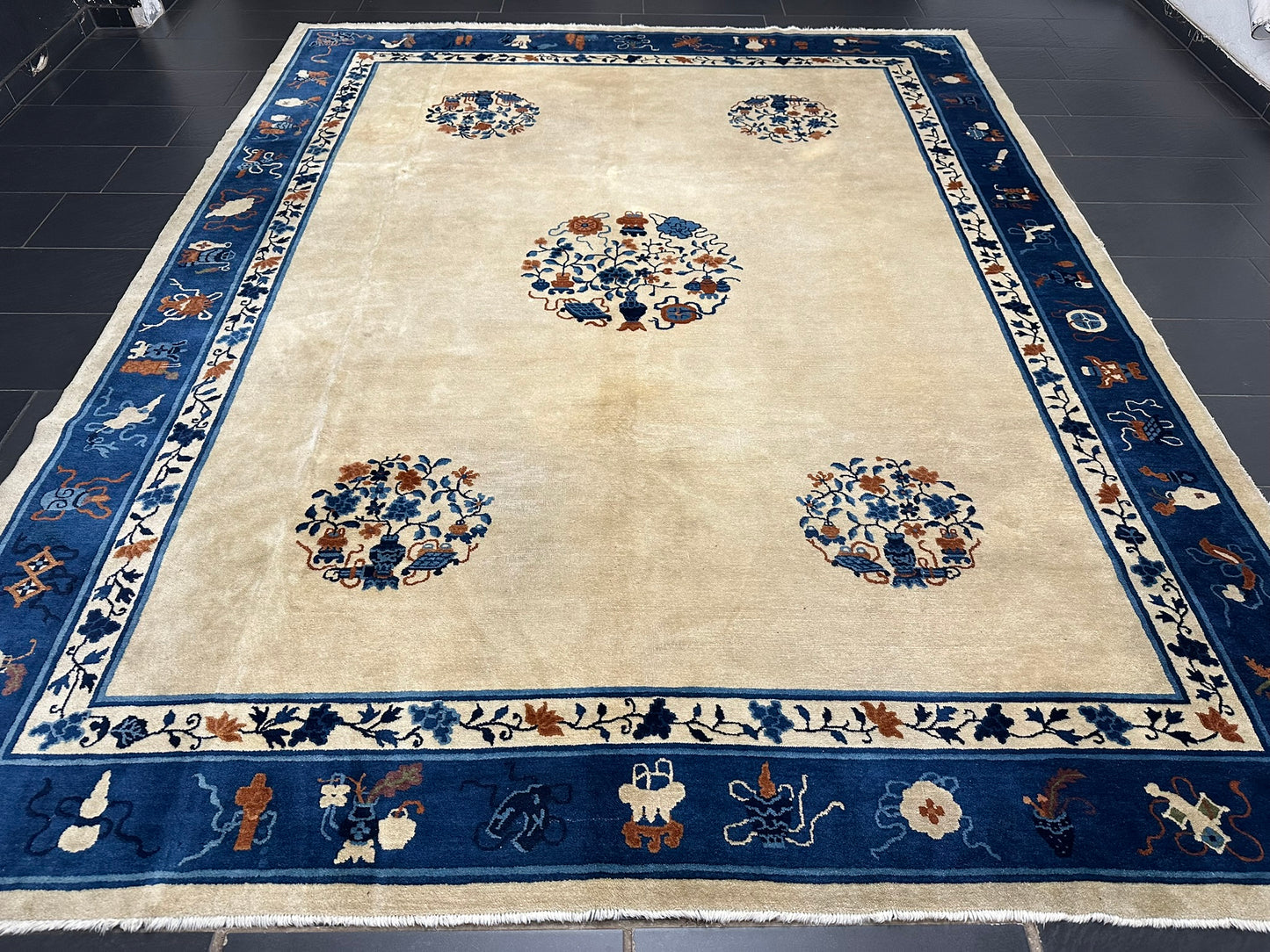 Handgeknüpfter Peking Art Deco Teppich Antik 350x280 cm